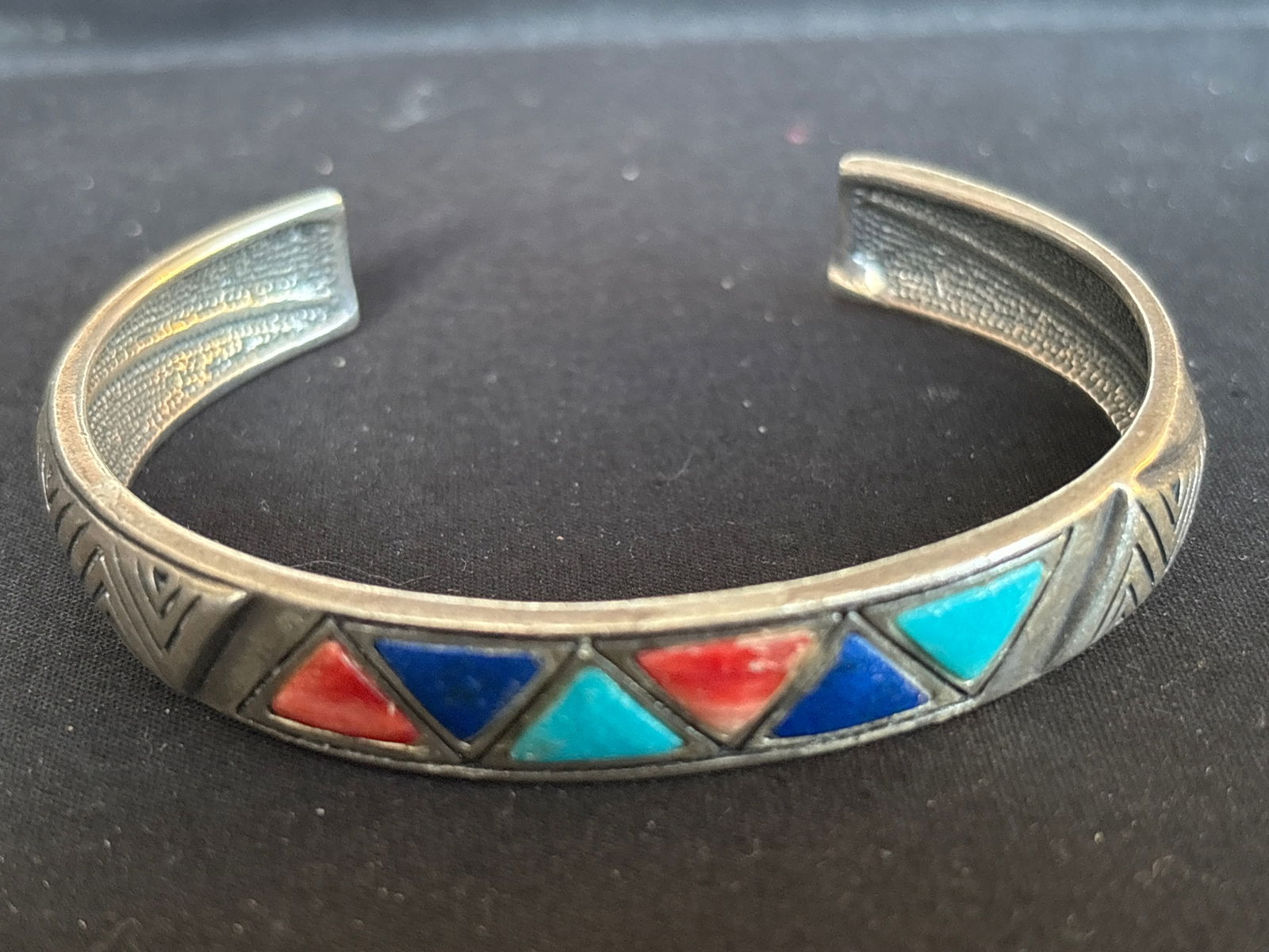 vintage Native American turquoise & sterling silver cuff bracelet; 28 grams (1 of 7)