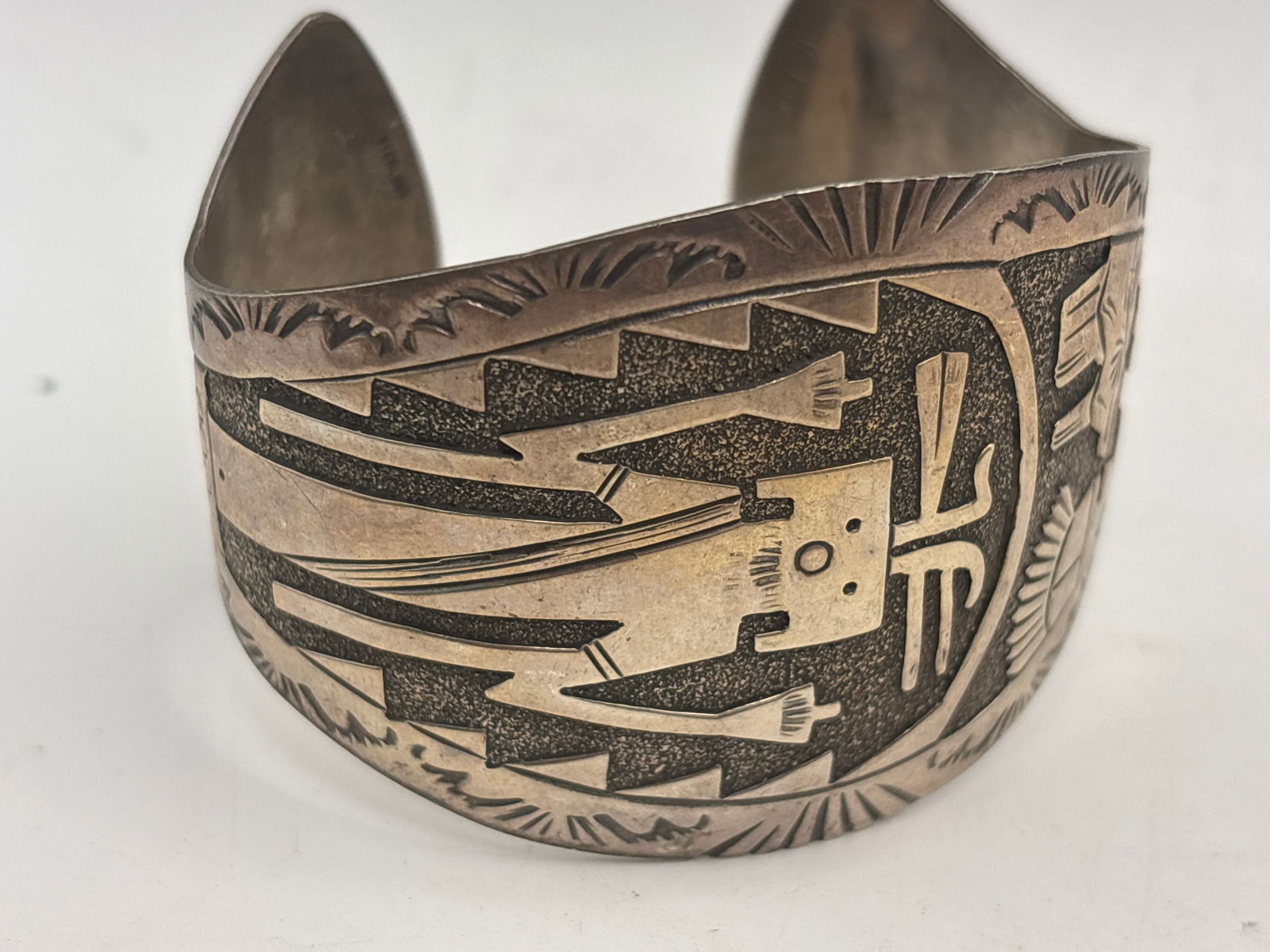 Large Hopi Native American sterling silver cuff bracelet; 39 grams (1 of 9)