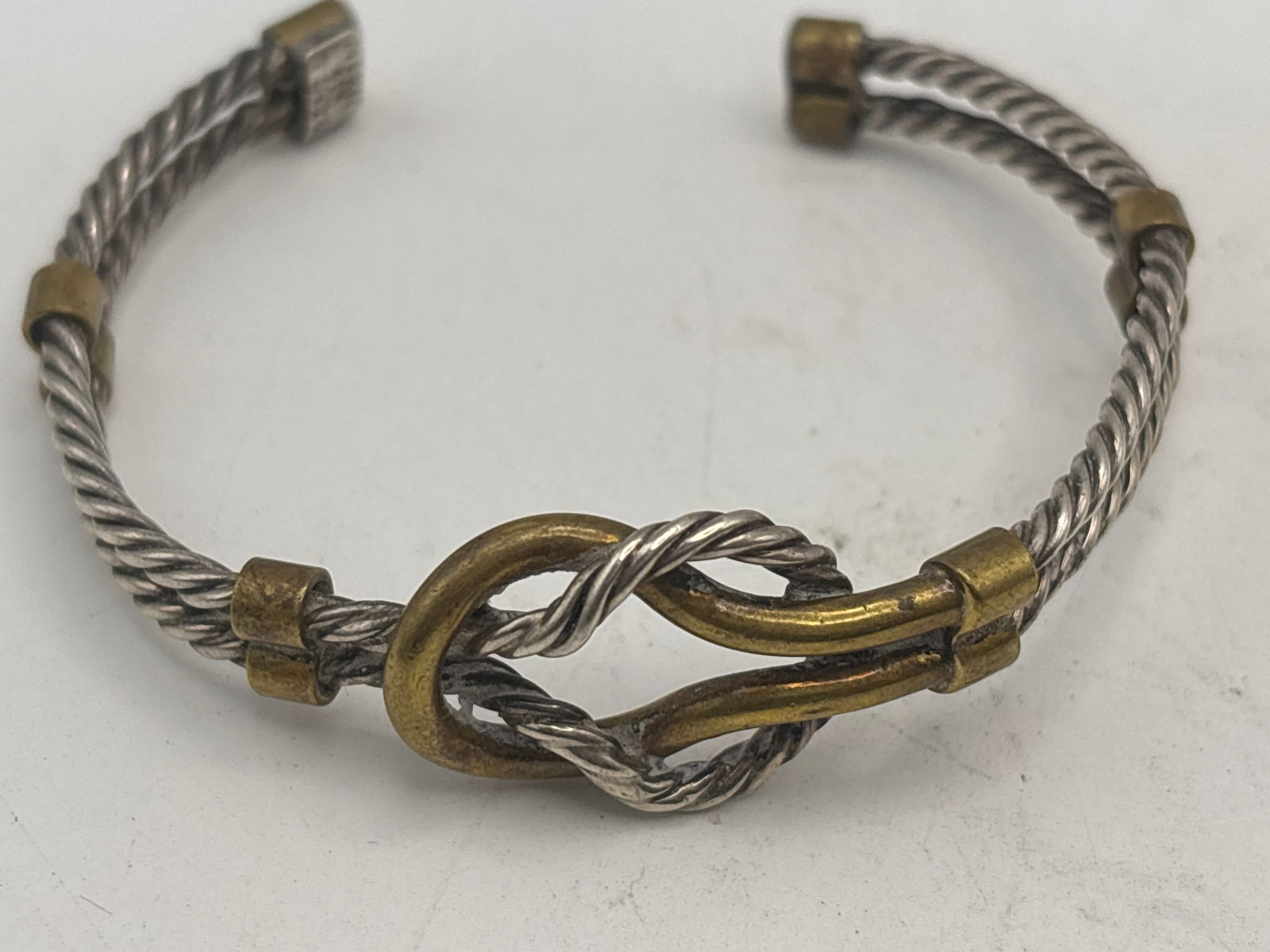 Vintage Mexican lasso rope entwined design sterling silver cuff bracelet ; 18 grams (1 of 7)