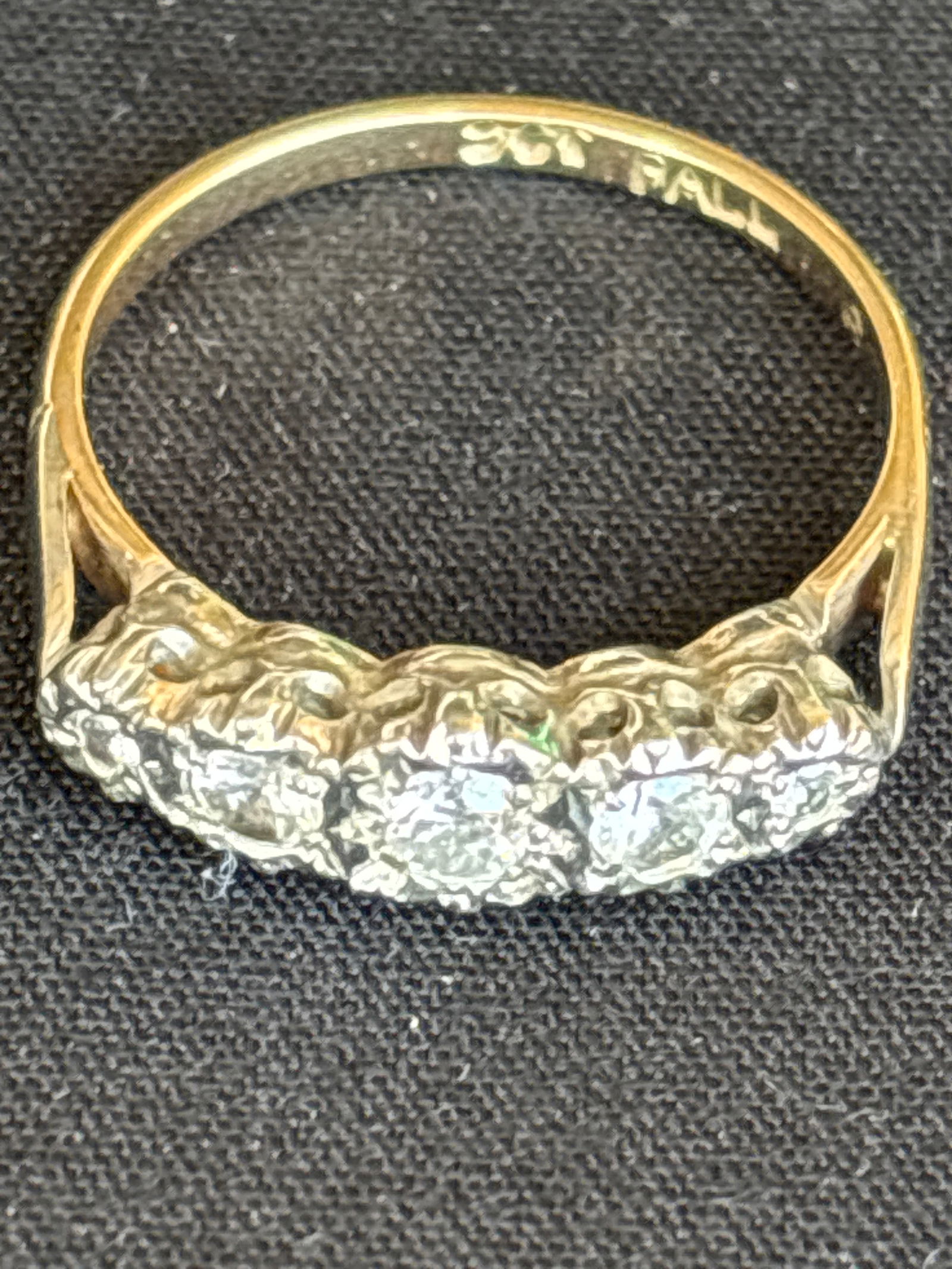 9ct gold and palladium set graduated white paste stones and diamond; 2.3 grams (1 of 7)