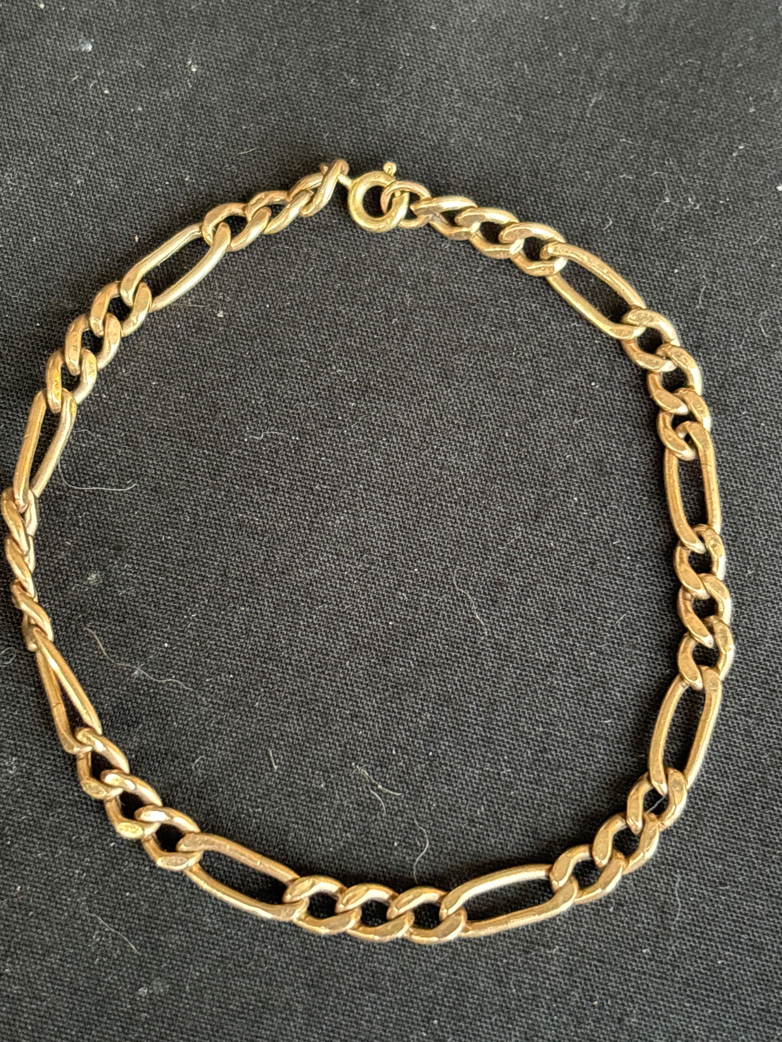 English 9ct (9 K) rose gold 7 inch figaro bracelet,; 3.2 grams (1 of 7)