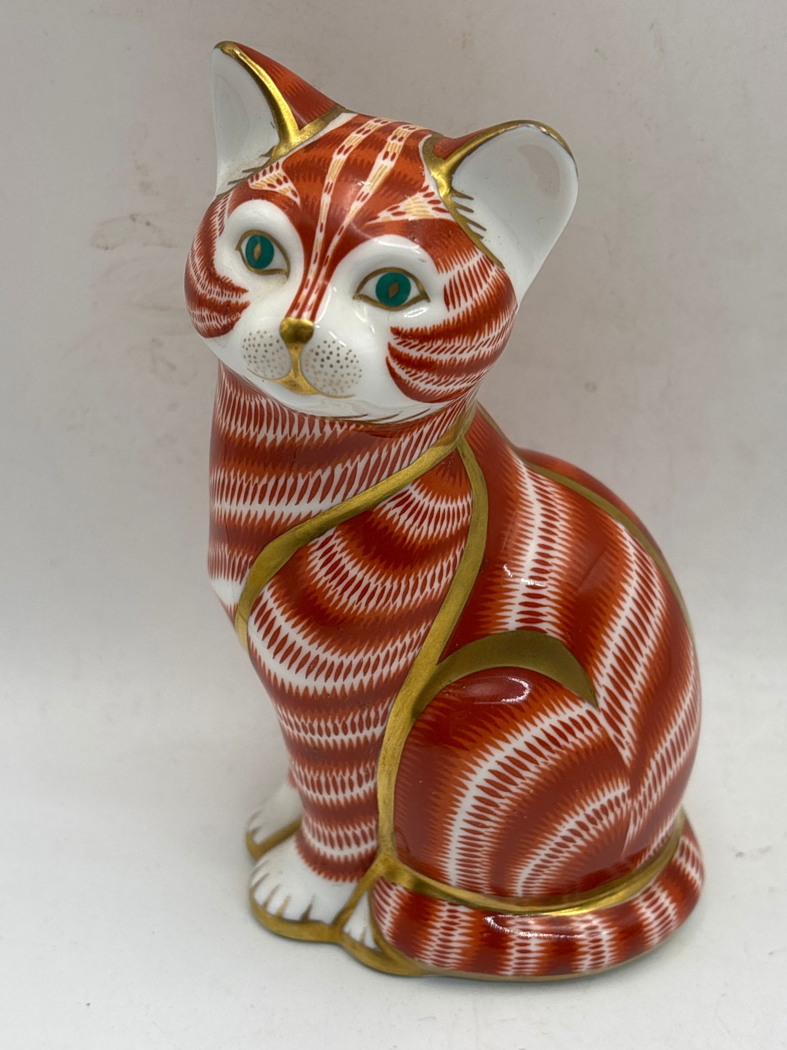 Green eyed Ginger Cat Royal Crown Derby bone china 5&1/4 inch paperweight (1 of 5)
