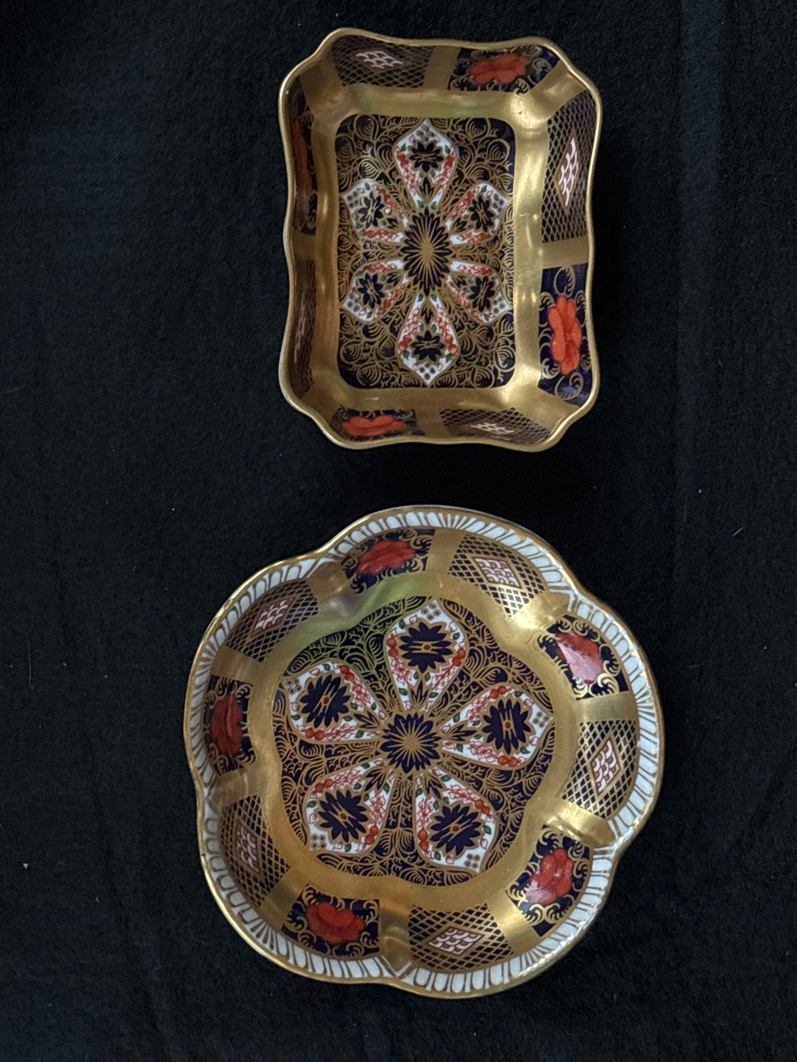 Two Royal Crown Derby Old Imari (Pattern #1128) rectangular trinket & pin dishes (1 of 8)