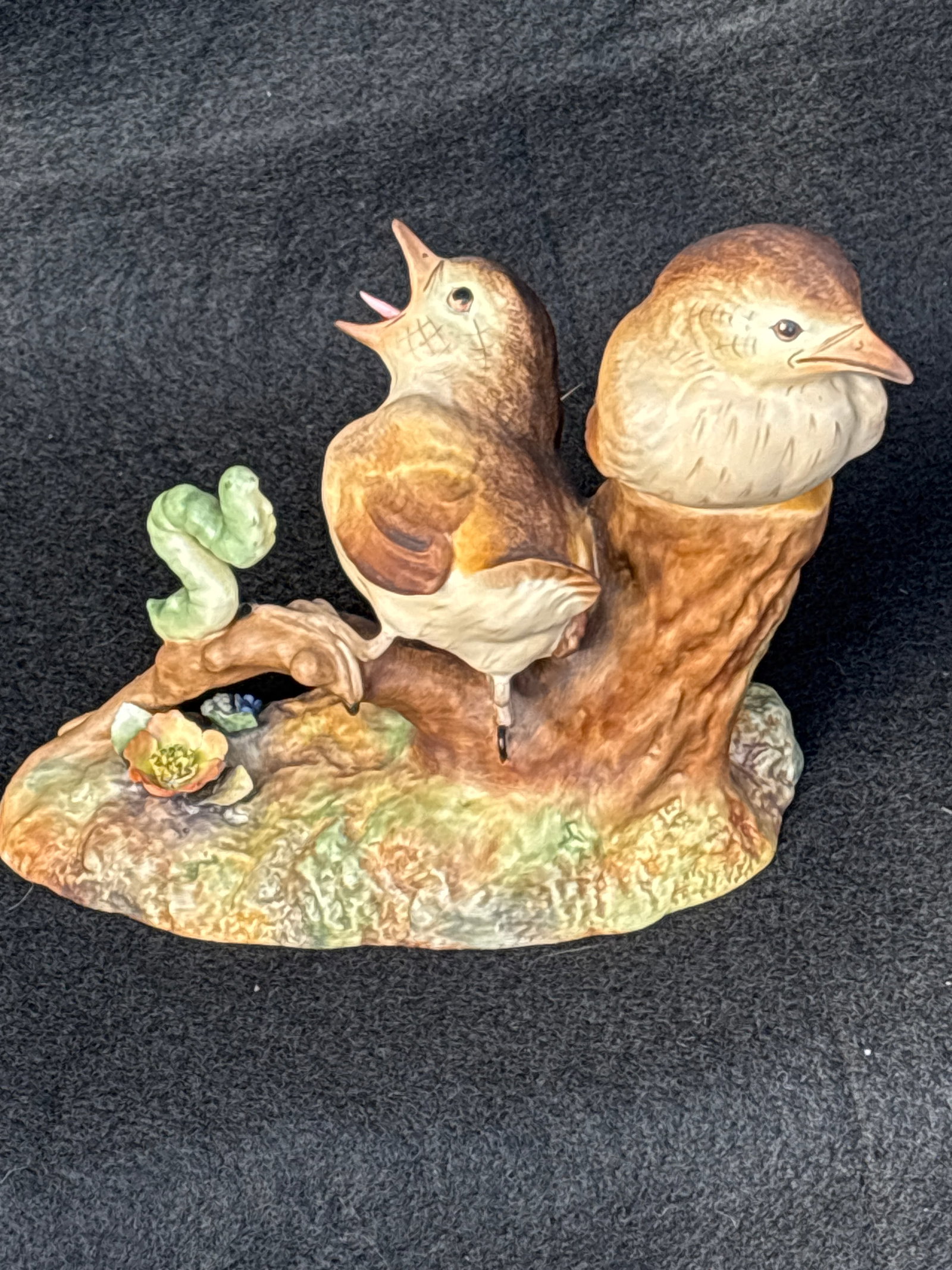 Artist initialed Royal Crown Derby "Thrush Chicks" 5 inch bird group figure (1 of 10)