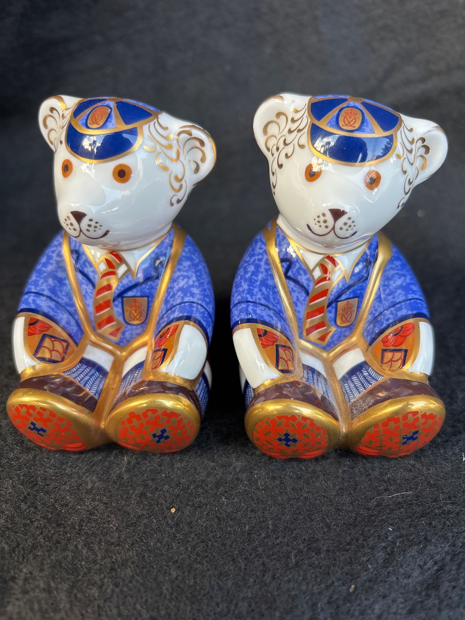 2001 Two Schoolboy Teddy Royal Crown Derby bear figurines (1 of 8)