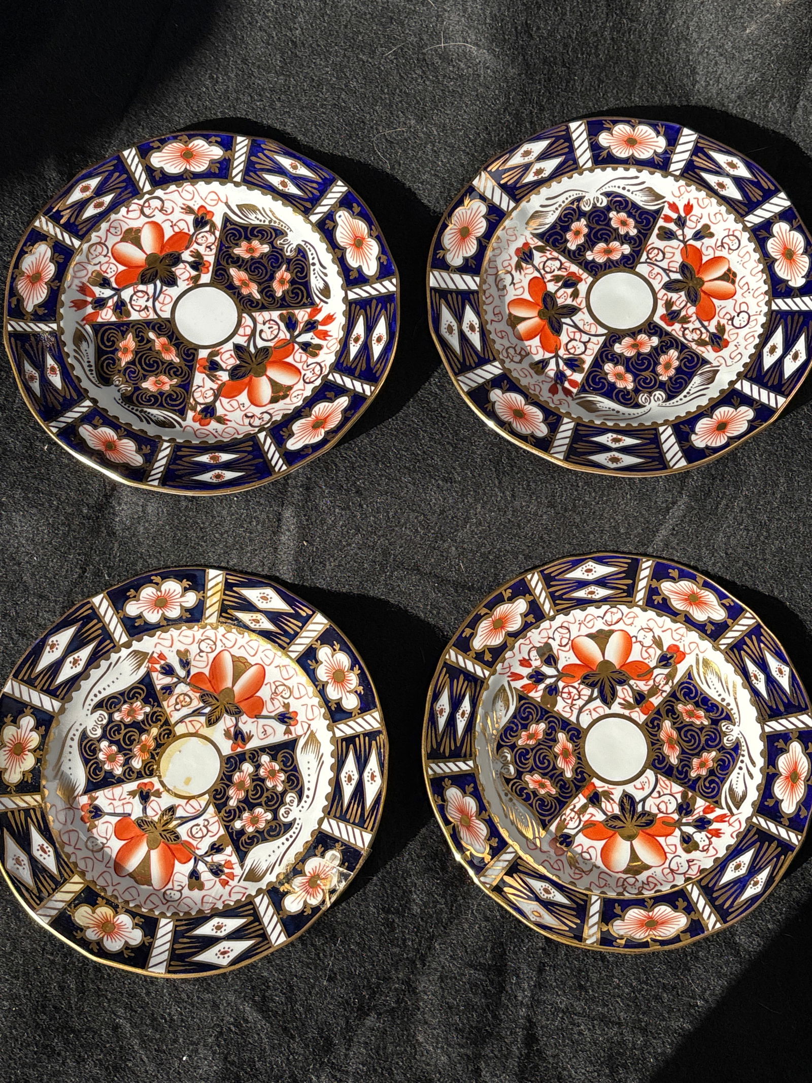 Four Royal Crown Derby "Old Imari" pattern (2451) 6&1/8 inch plates (1 of 7)