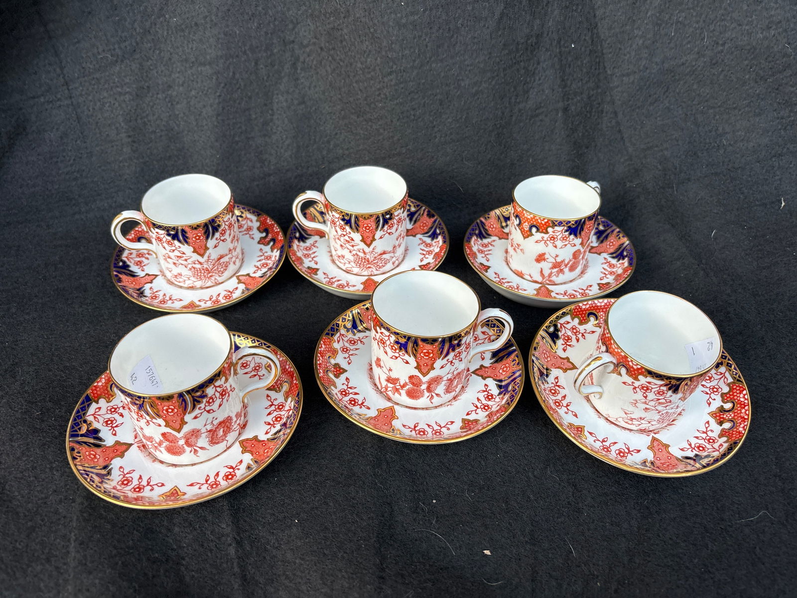 Set of six pattern #2712 Royal Crown Derby Imari 2 inch coffee cupsand saucers (1 of 7)