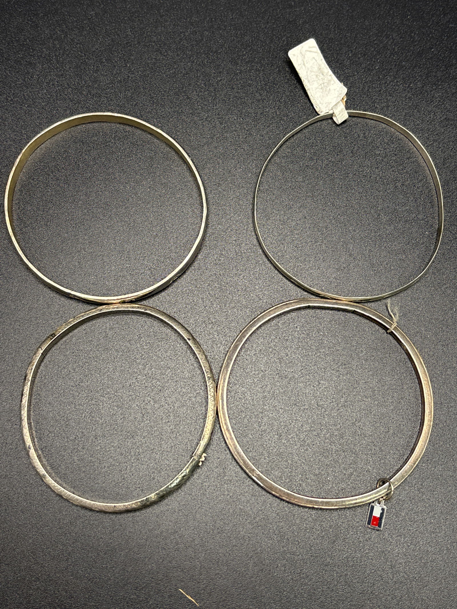Vintage sterling silver group of four bangle bracelets;46 grams (1 of 5)