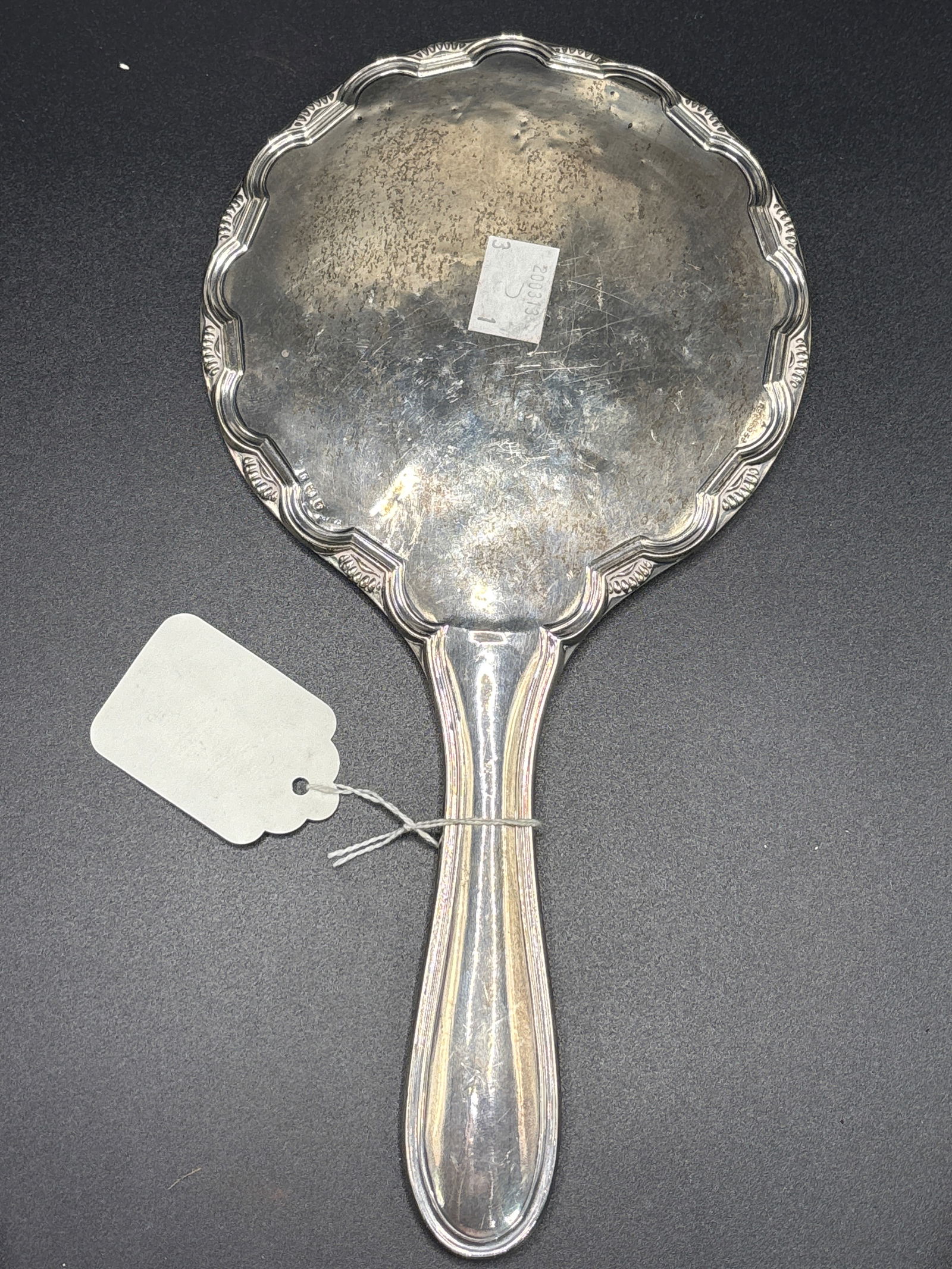 antique English sterling silver vanity hand held mirror; 325 grams inclusive (1 of 5)