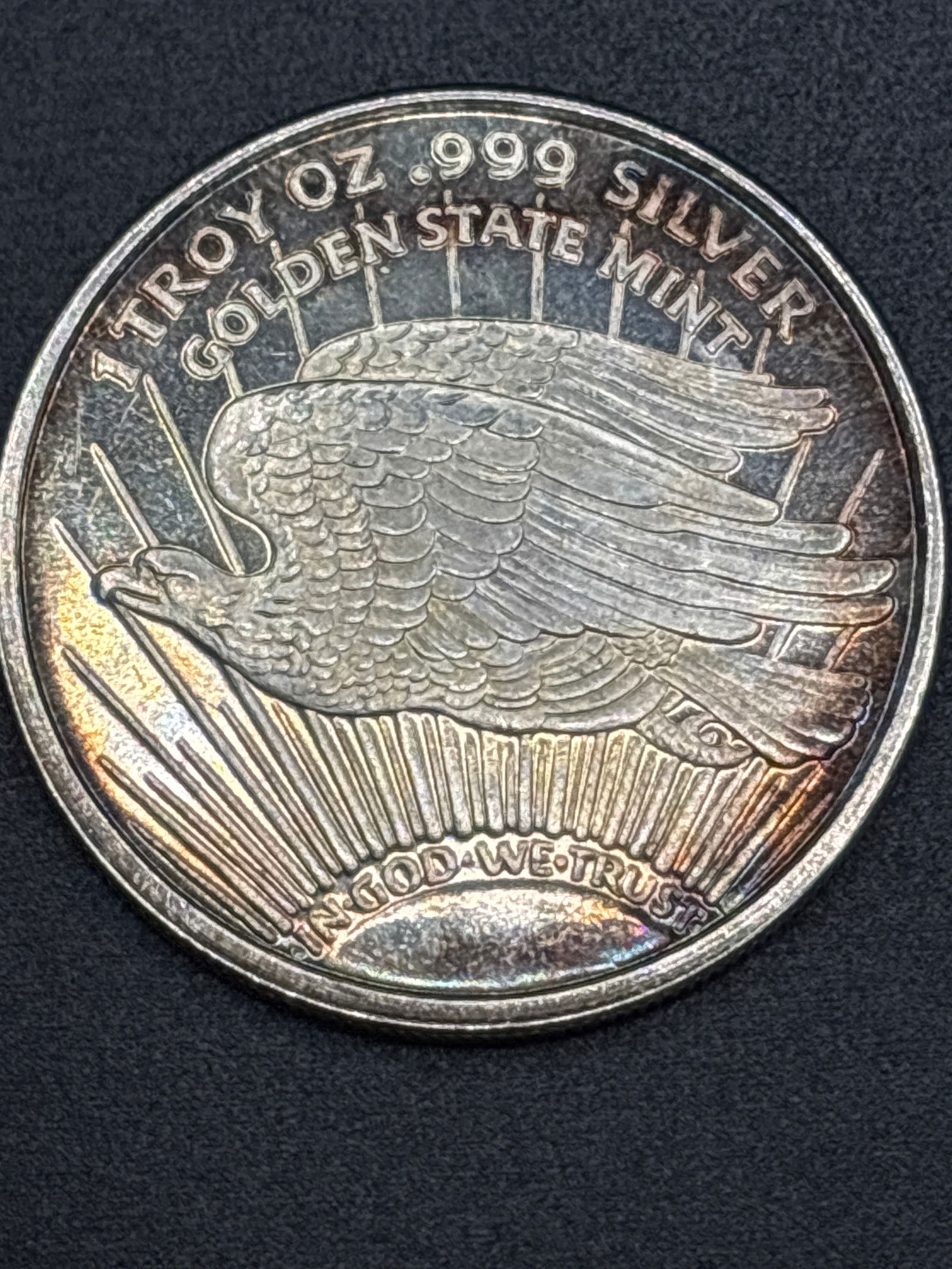 1 troy ounce 99.9% fine silver Silver Golden State mint coin (1 of 5)