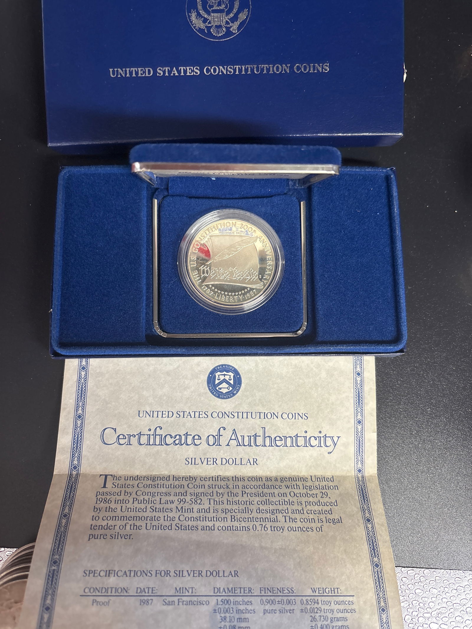 1987-P United States Constitution Bicentennial Silver Dollar original government package (1 of 6)