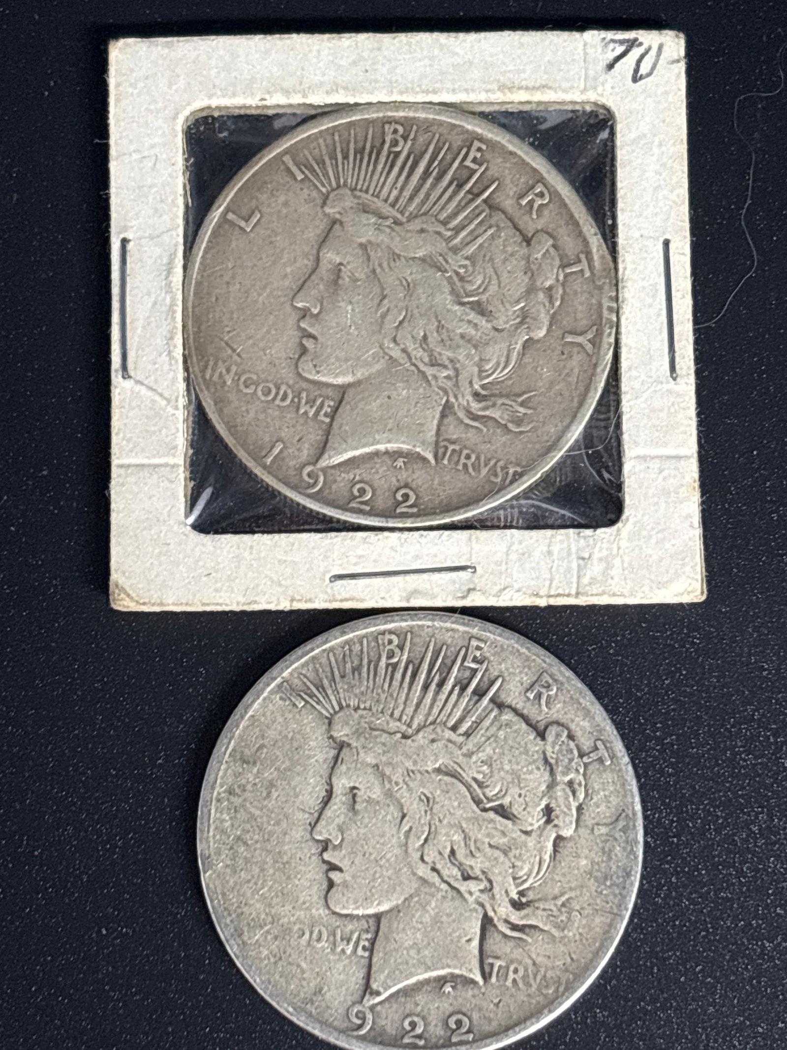 Two 1922 original Peace American Silver Dollars (1 of 5)