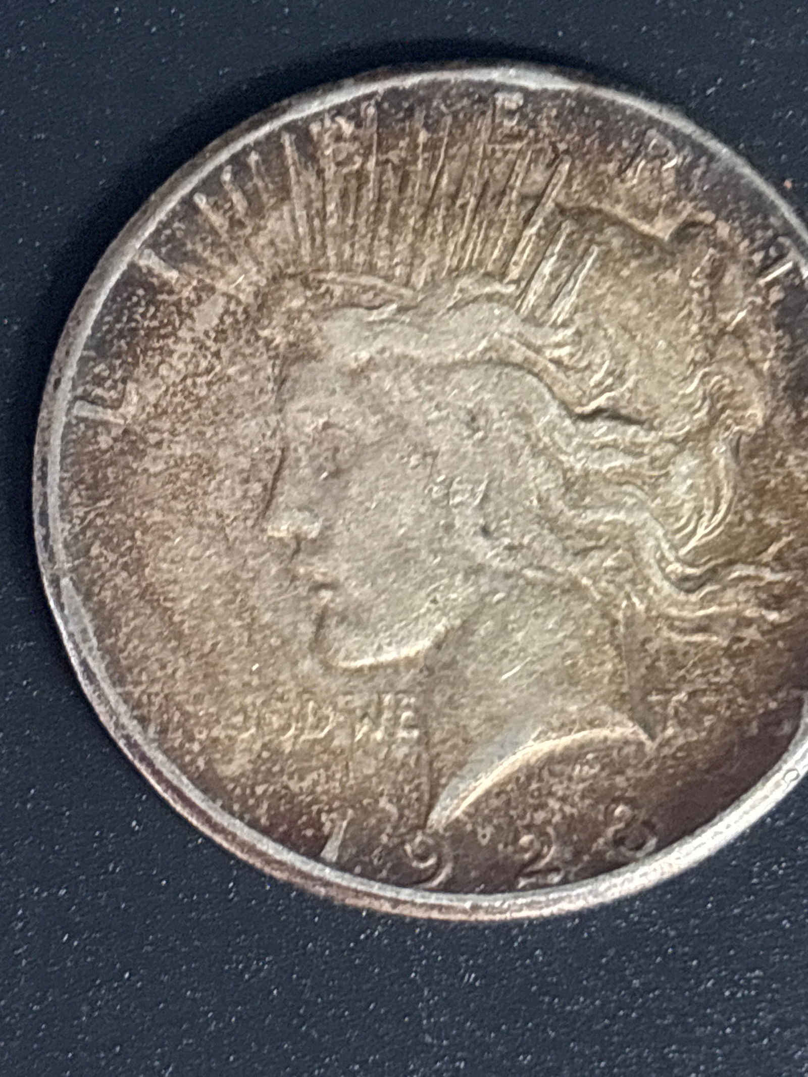 Two dated 1923 Peace American silver dollars - 3