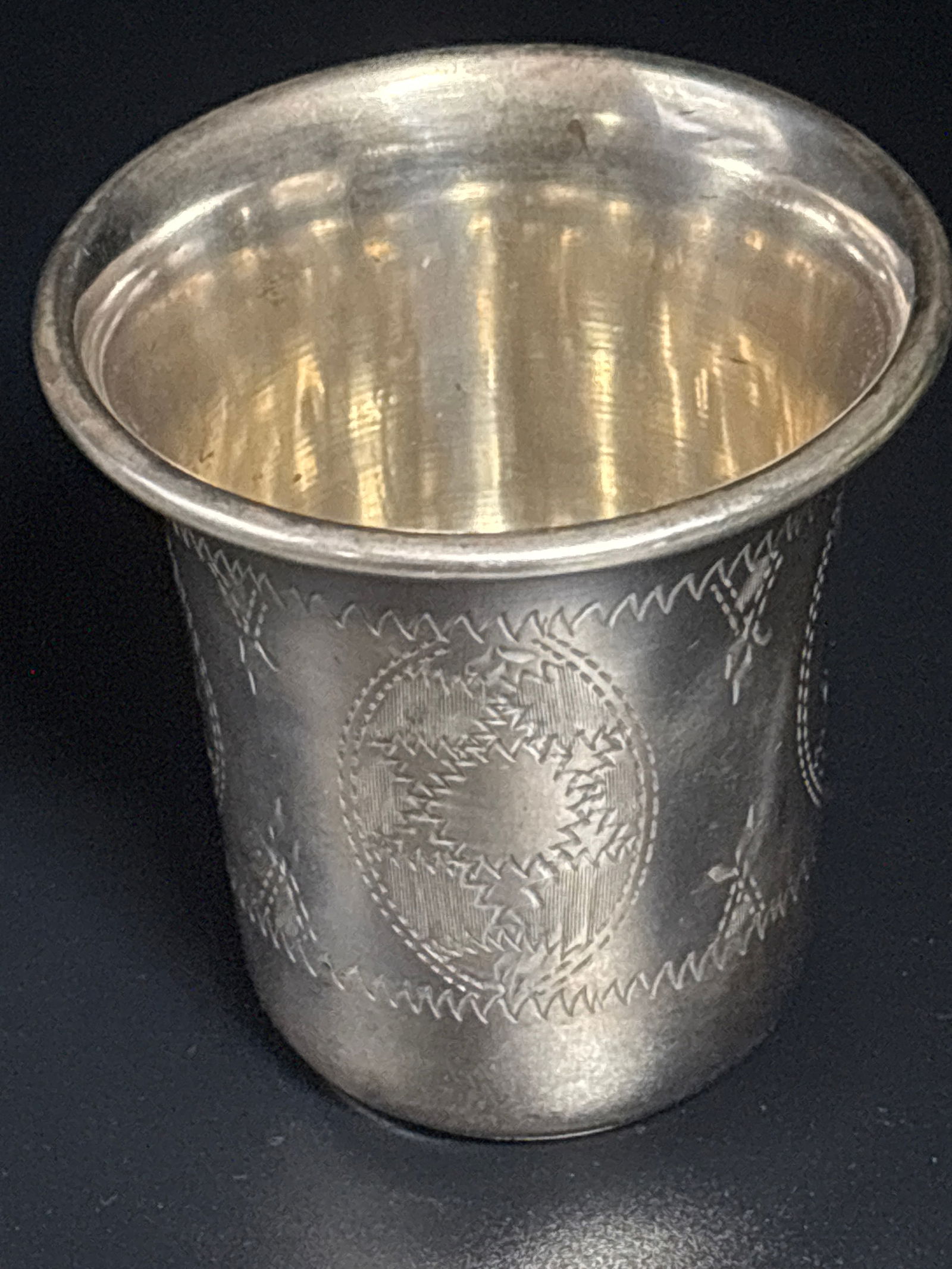 52 grams antique sterling silver kiddish cup or vodka cup; 2&1/2 inches (1 of 7)