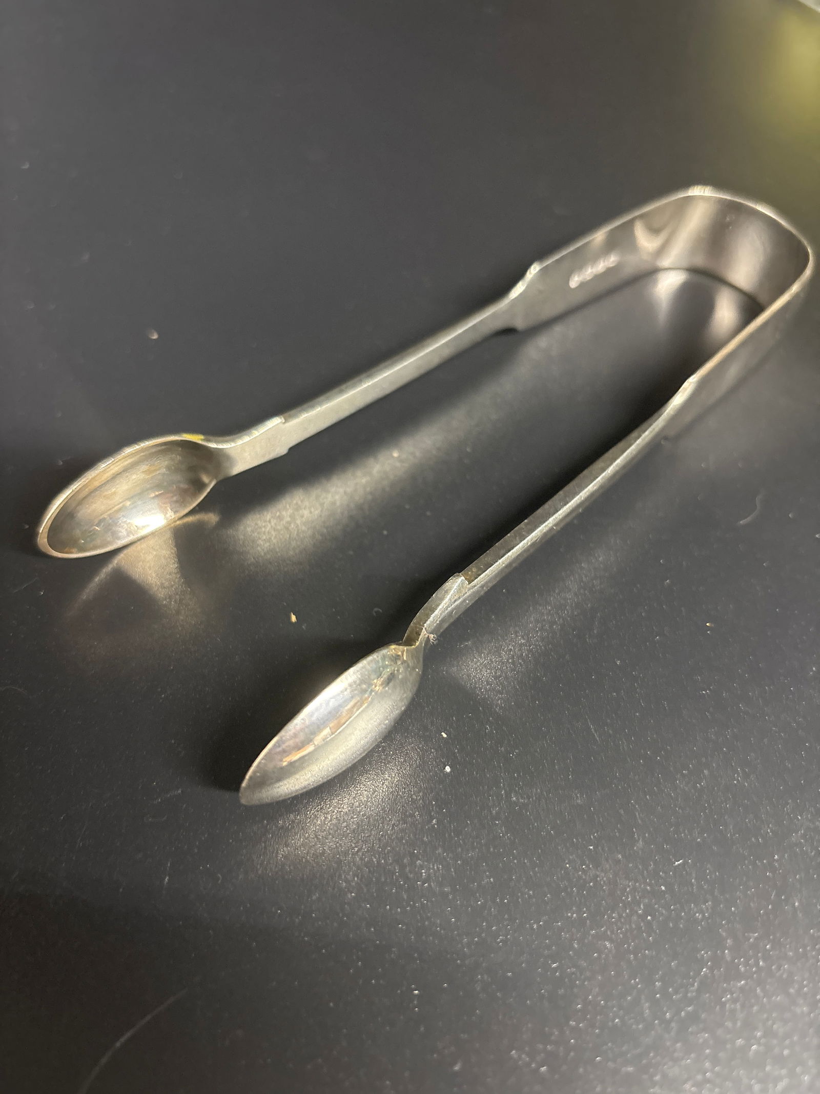 Victorian 1865 English sterling silver sugar tongs, Henry Holland London; 57 grams (1 of 8)