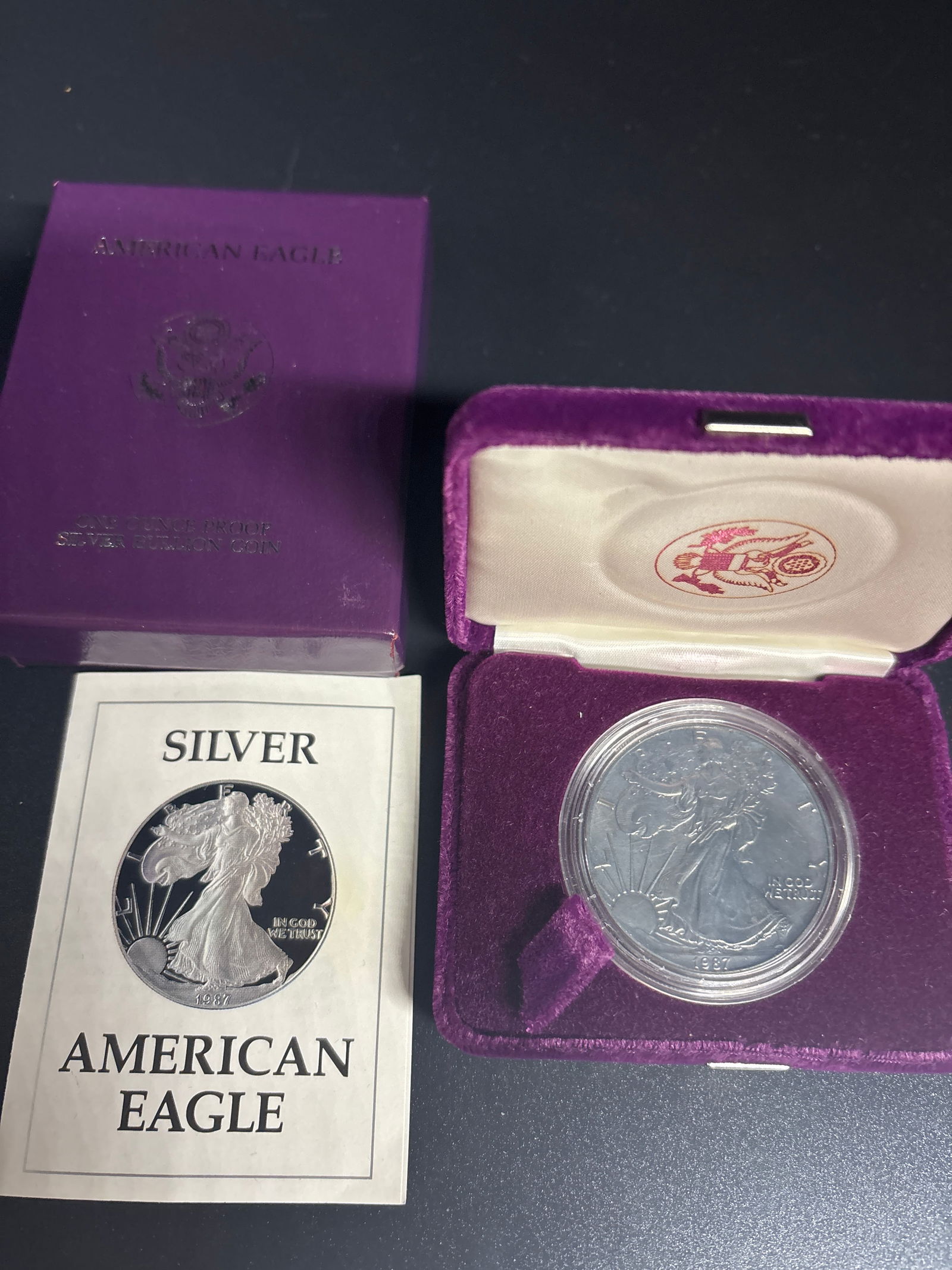 1987 Liberty .999 fine one ounce American Silver Eagle coin (1 of 6)