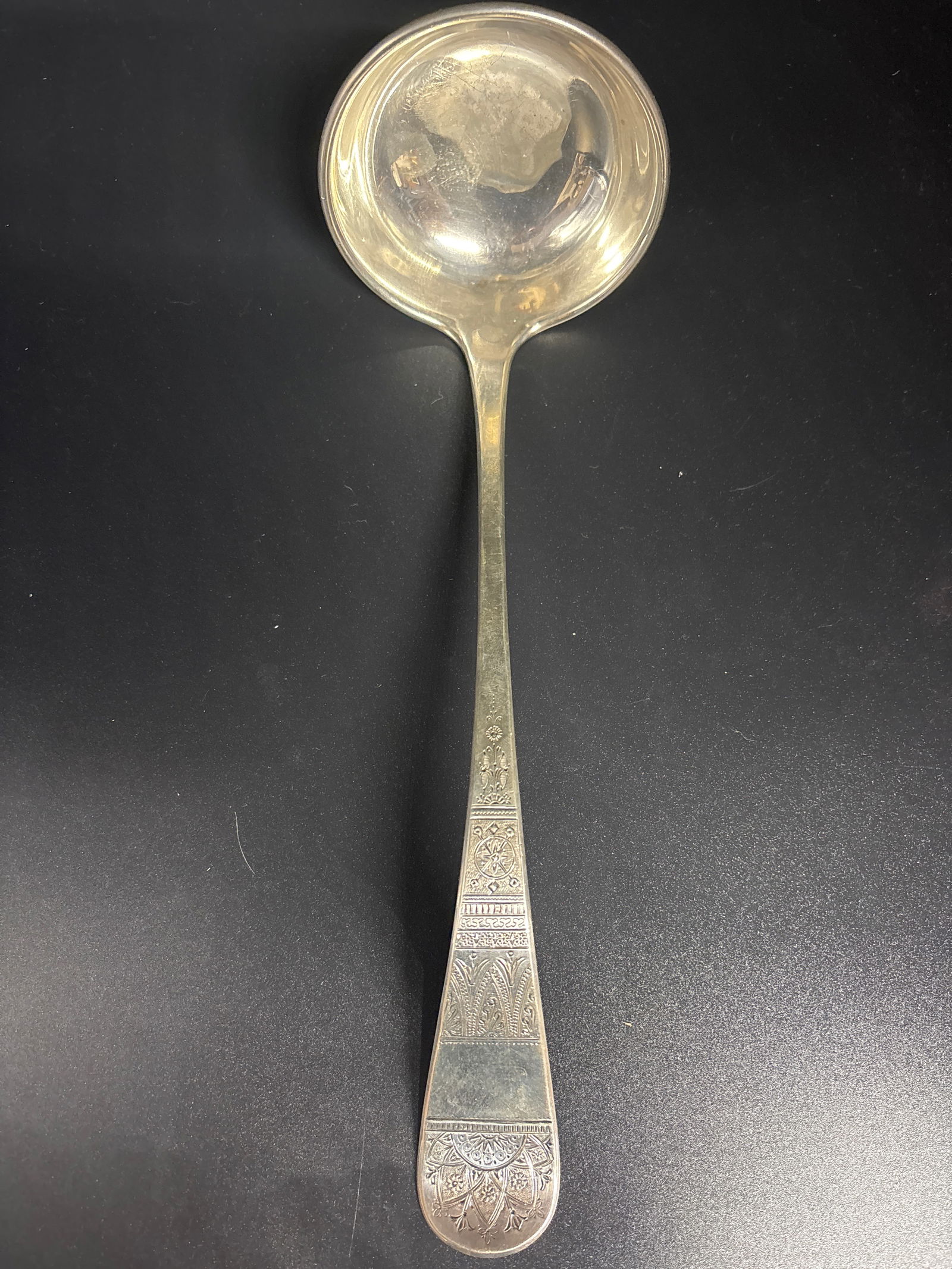 large 13inch 19th C. Tiffany & Co. sterling silver serving ladle; 199 grams (1 of 8)