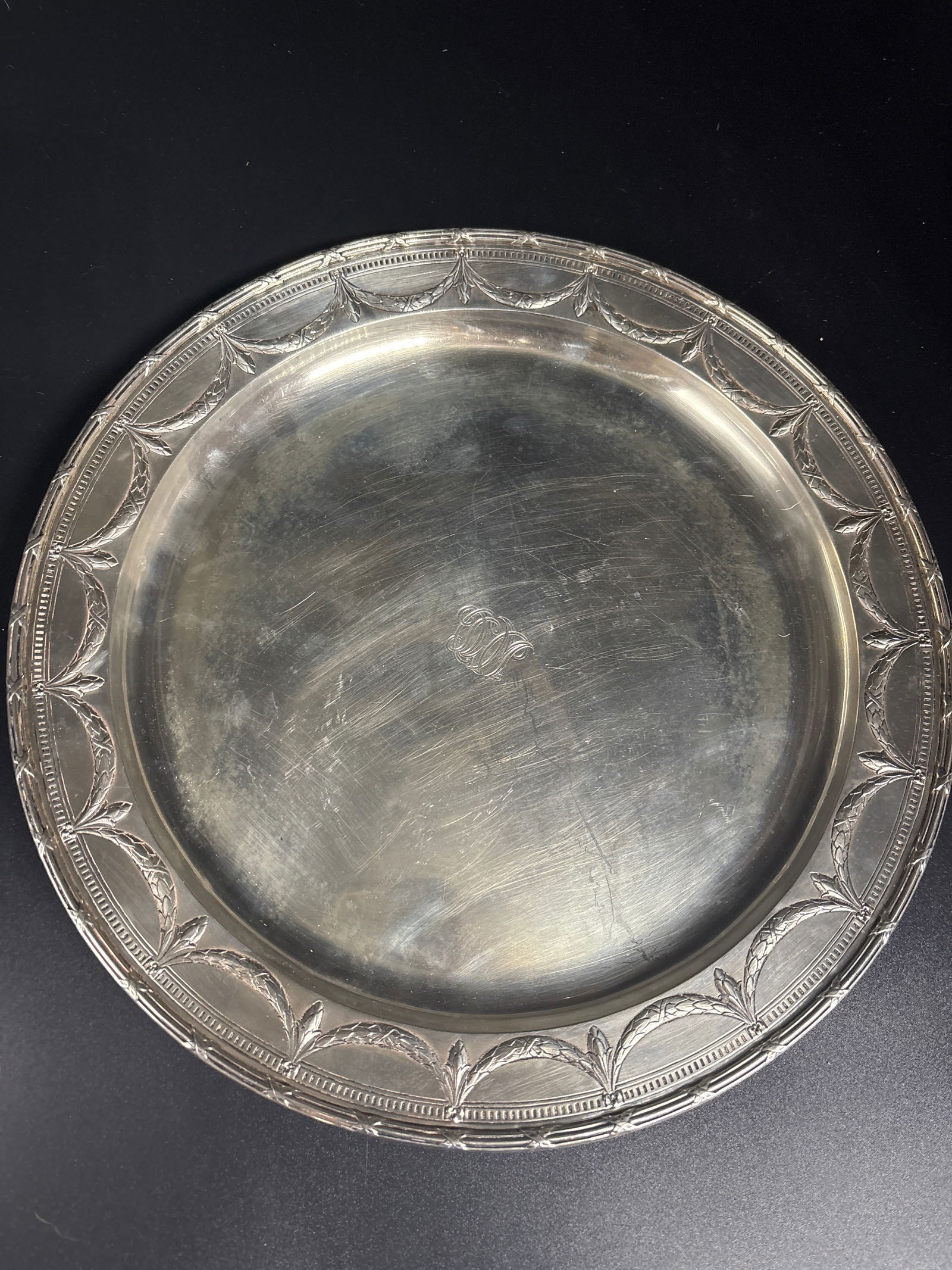 heavy 24 Troy Ounce Art Deco Tiffany & Co. sterling silver 12 inch platter (1 of 8)