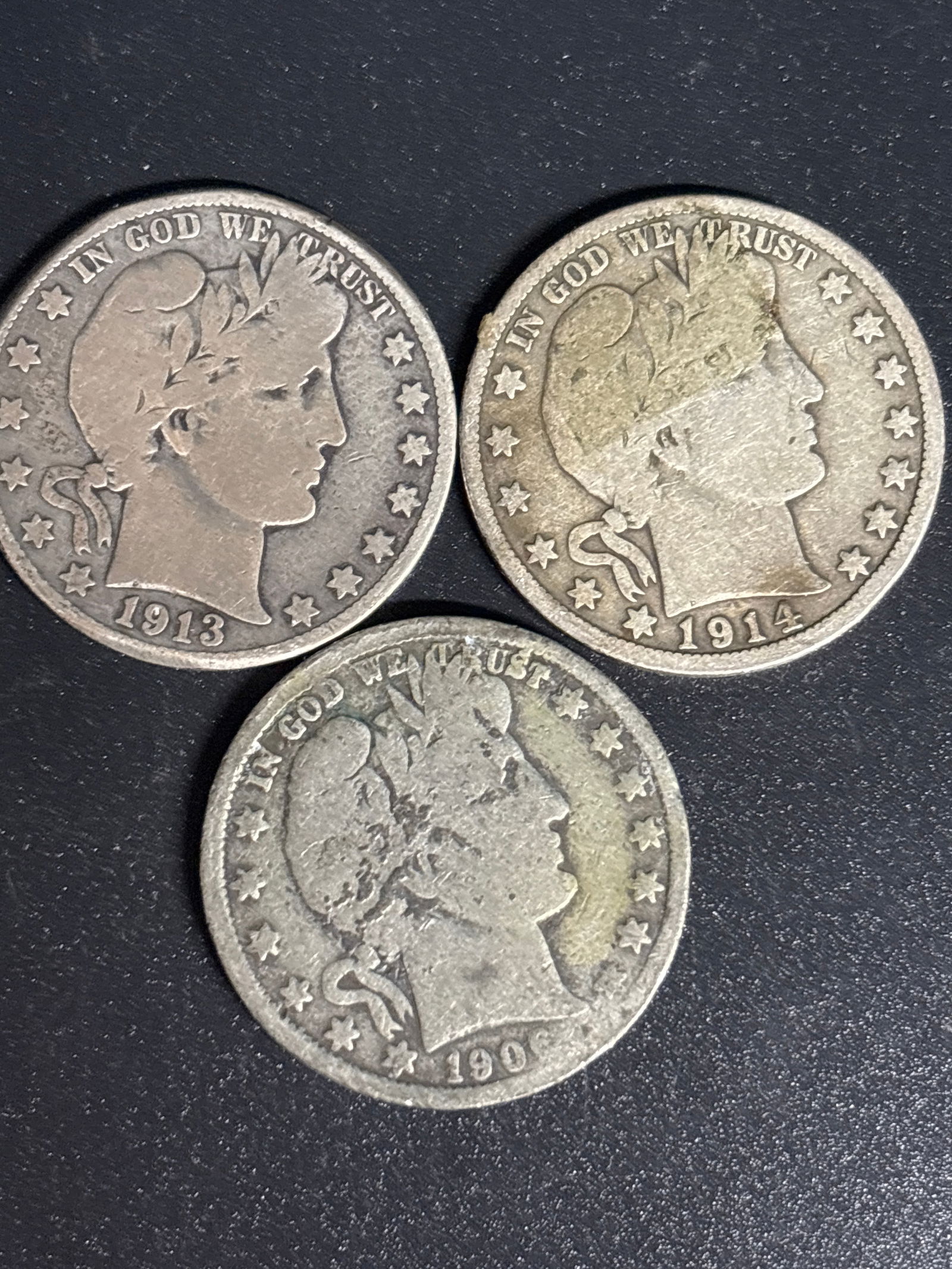 Three early 19th century silver United States Barber half dollars (1 of 5)