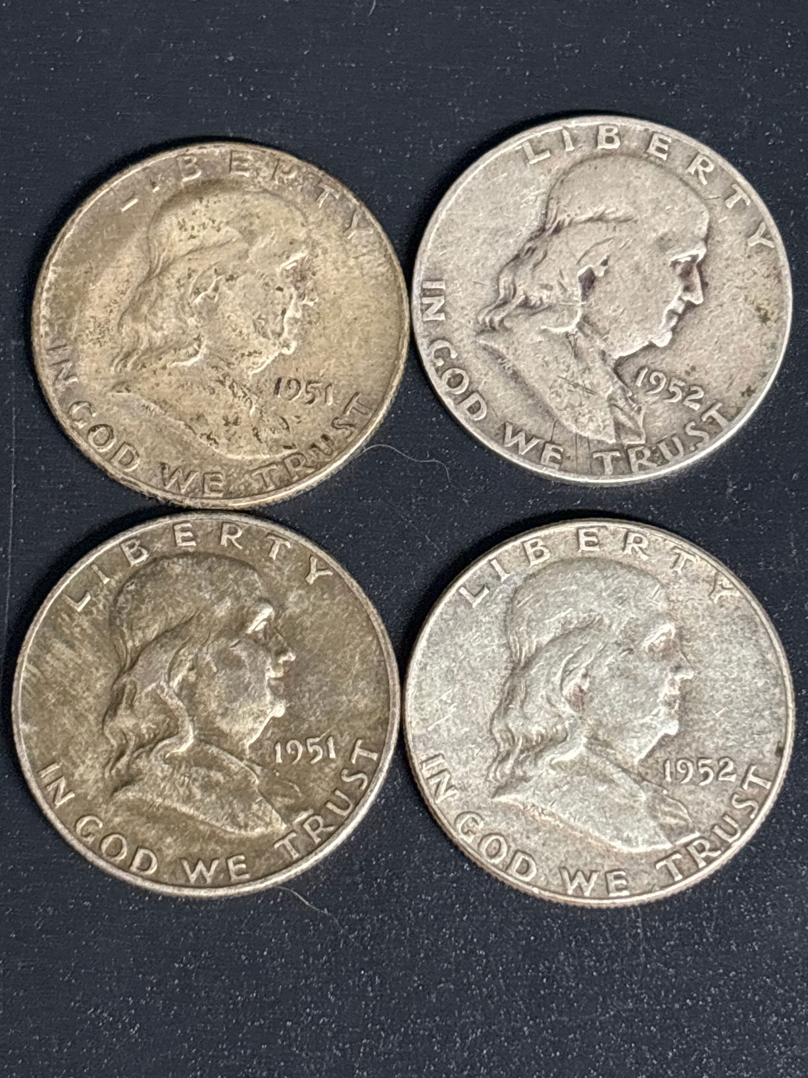 Four 1950’s Franklin Silver United States half dollars (1 of 4)