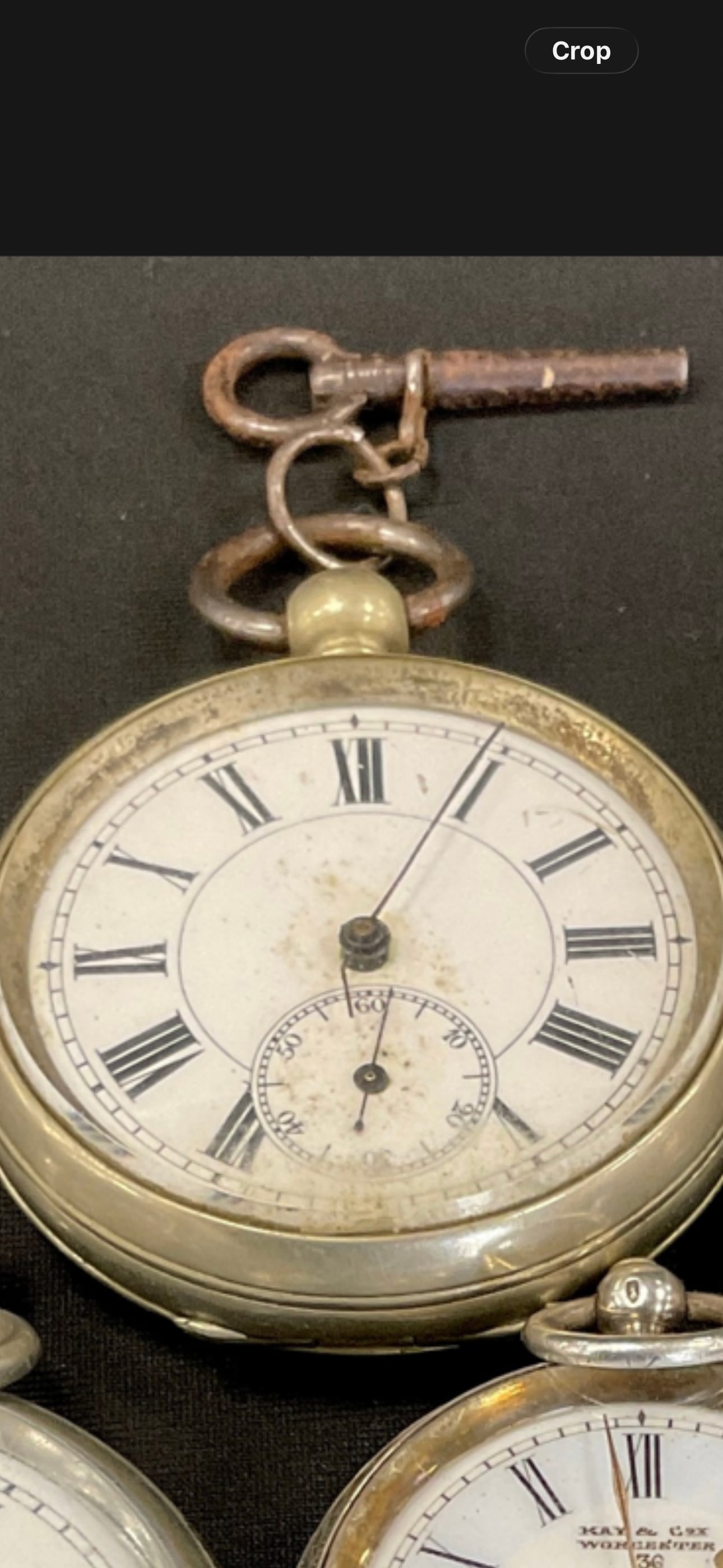 Antique .925 silver fob pocket watch ‘Limit’ Swiss made with leather strap; 98 grams (1 of 9)