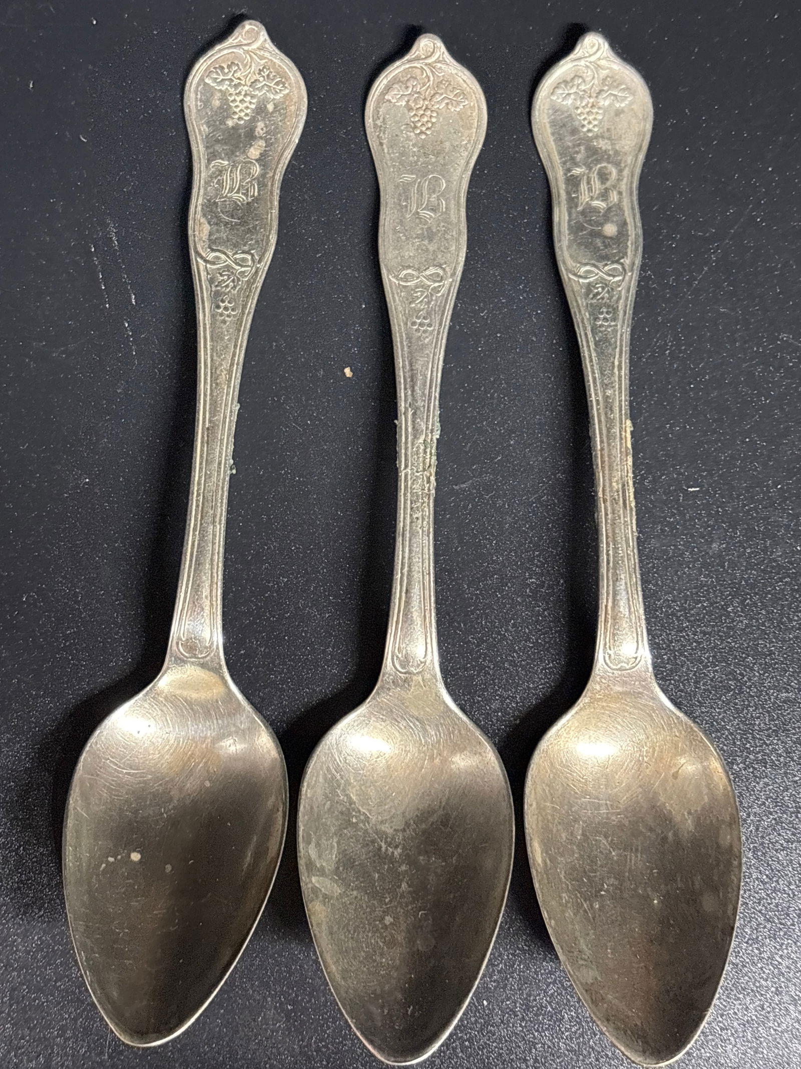 Three Farr & Brother coin silver 6 inch spoons; 70 grams matches previous lot (1 of 7)