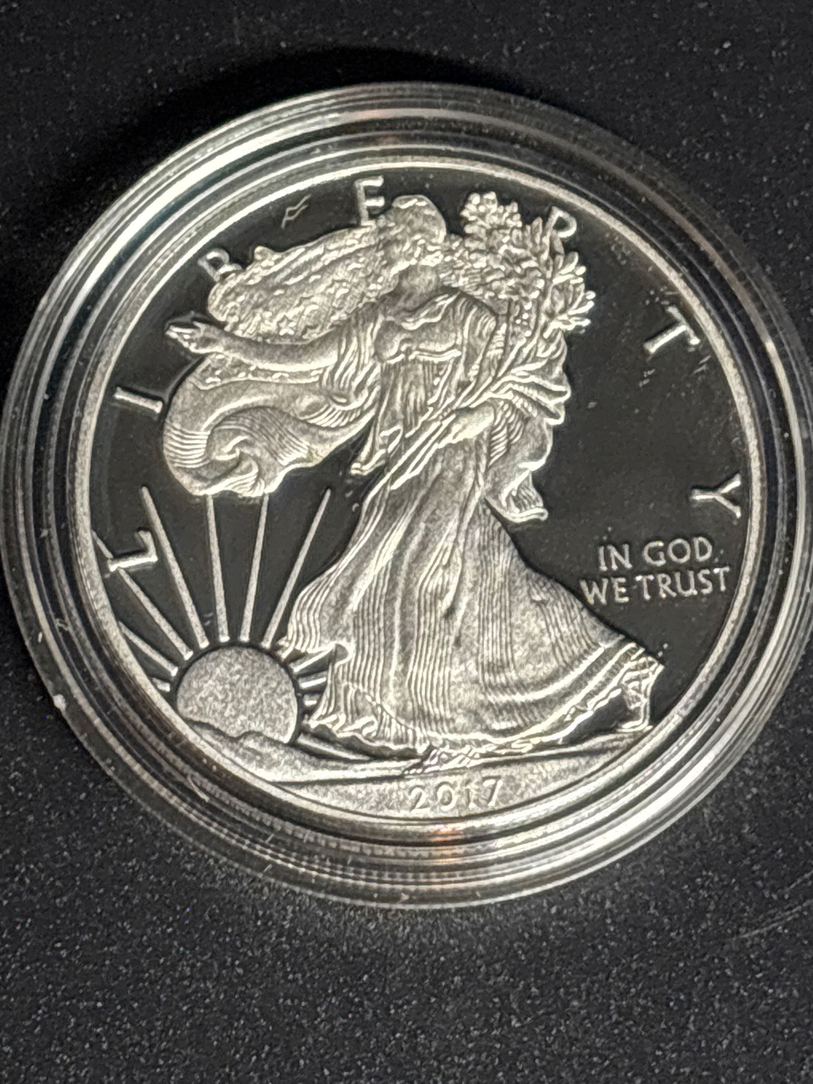 One ounce .999 fine silver 2017 United States American Silver Eagle coin, a proof version (1 of 6)