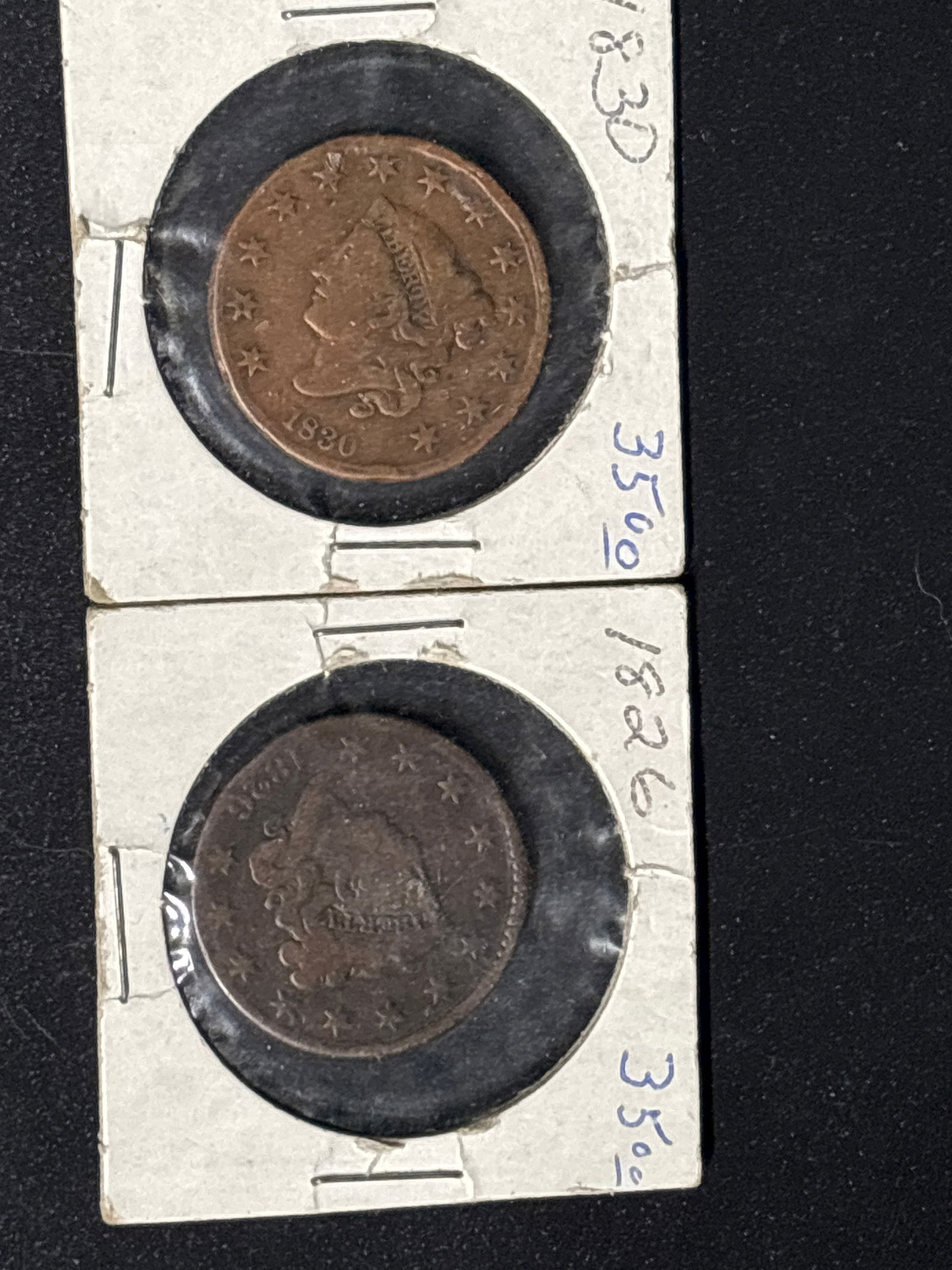 1826 & 1830 Two early American large one cent coins (1 of 6)