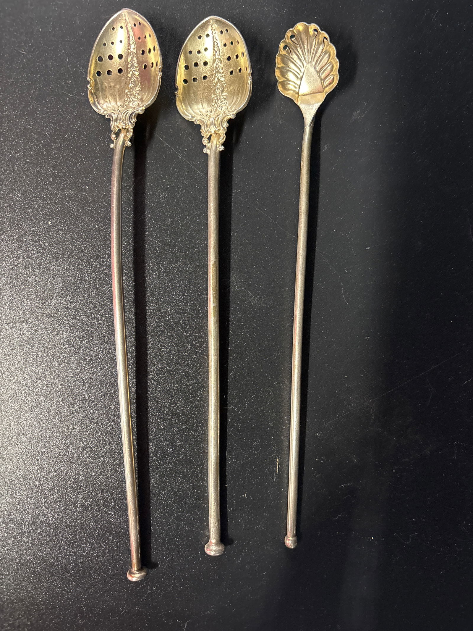 Three antique sterling silver iced tea sipper spoon; 30 grams (1 of 6)