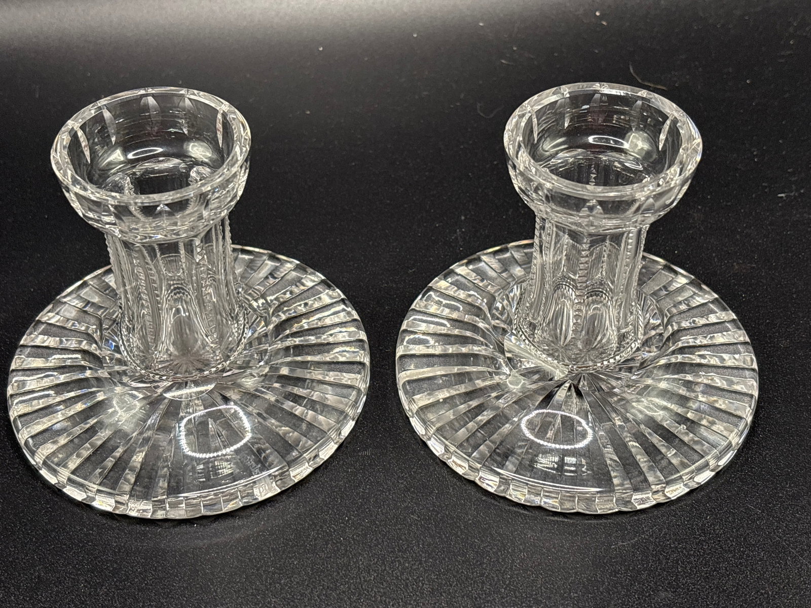 Pair vintage Waterford Irish Crystal low candle holders. (1 of 6)