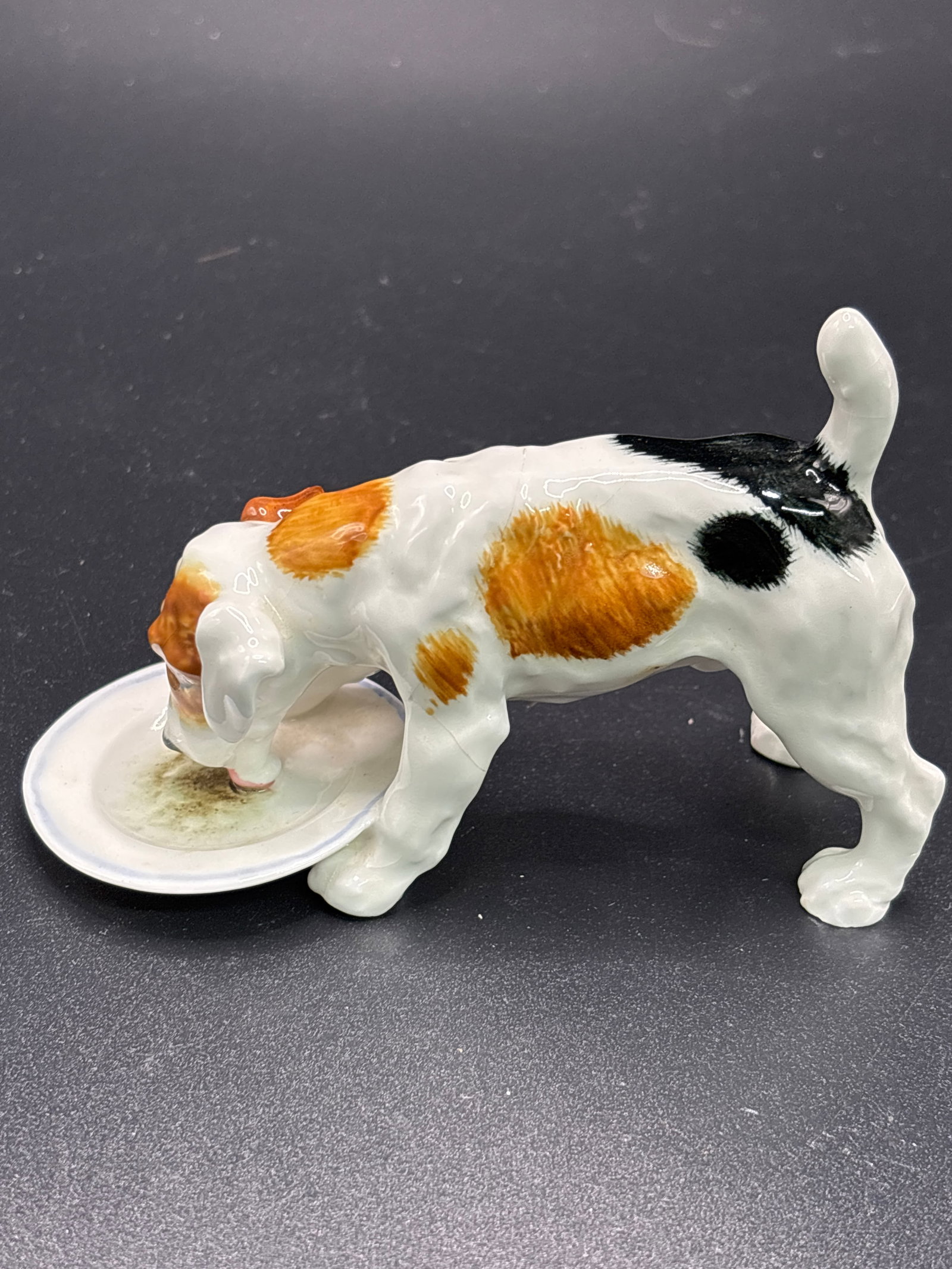 vintage Royal Doulton figurine of a Jack Russell Terrier eating from a dish (1 of 7)