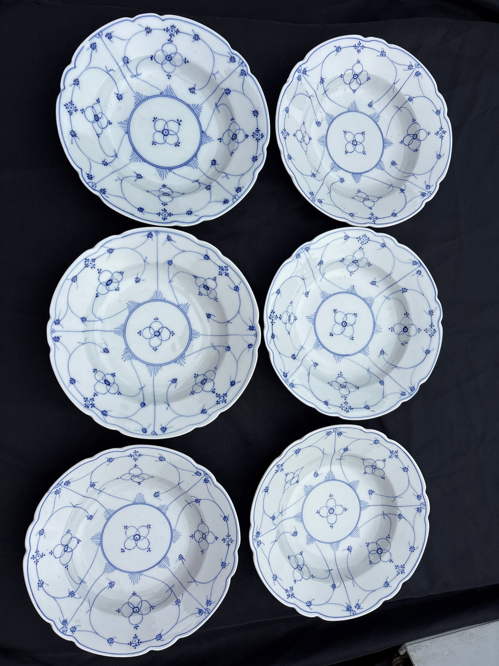 Unmarked Set of six Bavarian/German (Meissen?) porcelain 9.25inches rimmed bowls (1 of 6)