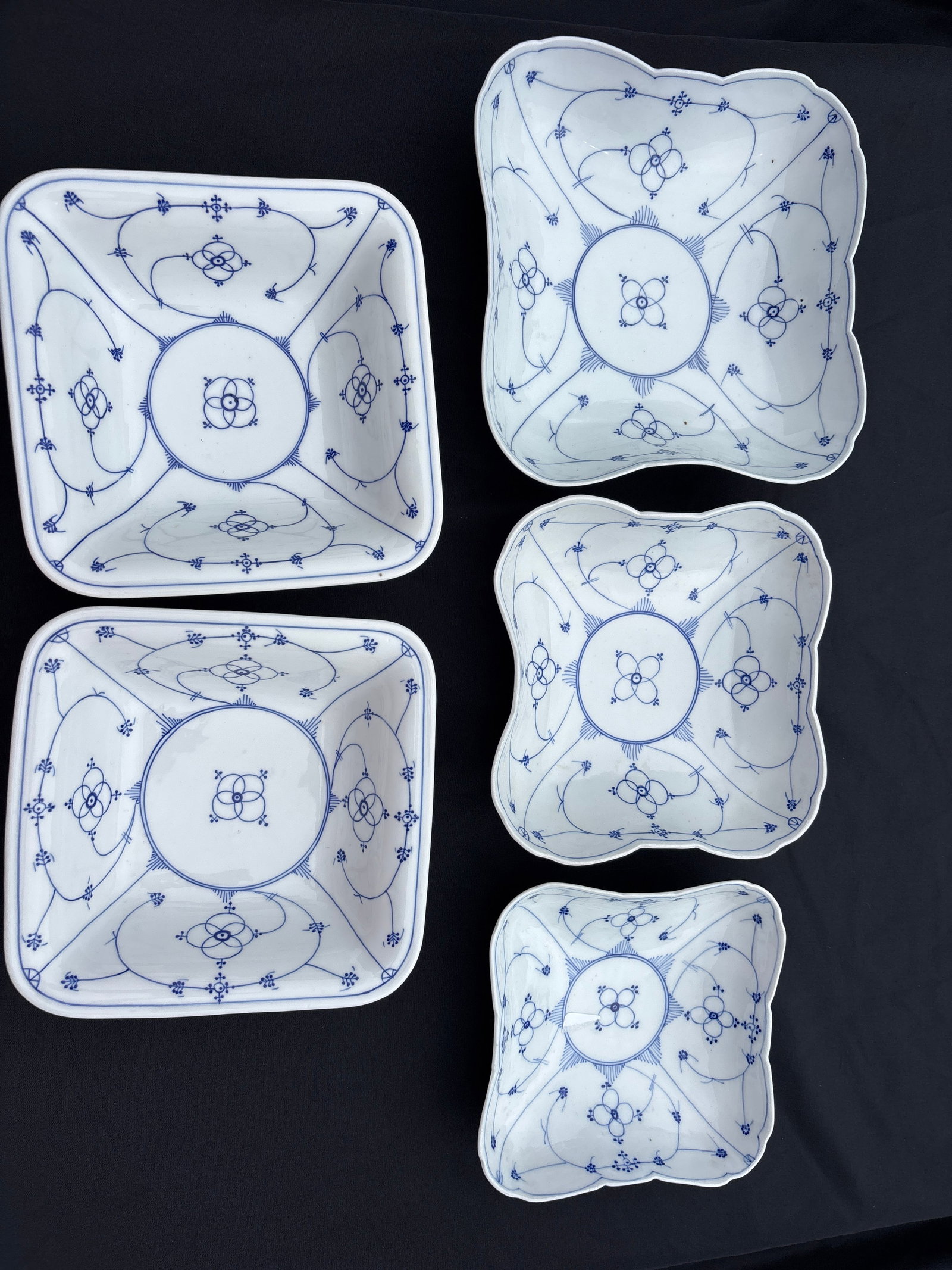 Group of five similar Bavarian/German (Meissen?) porcelain serving bowls (1 of 8)