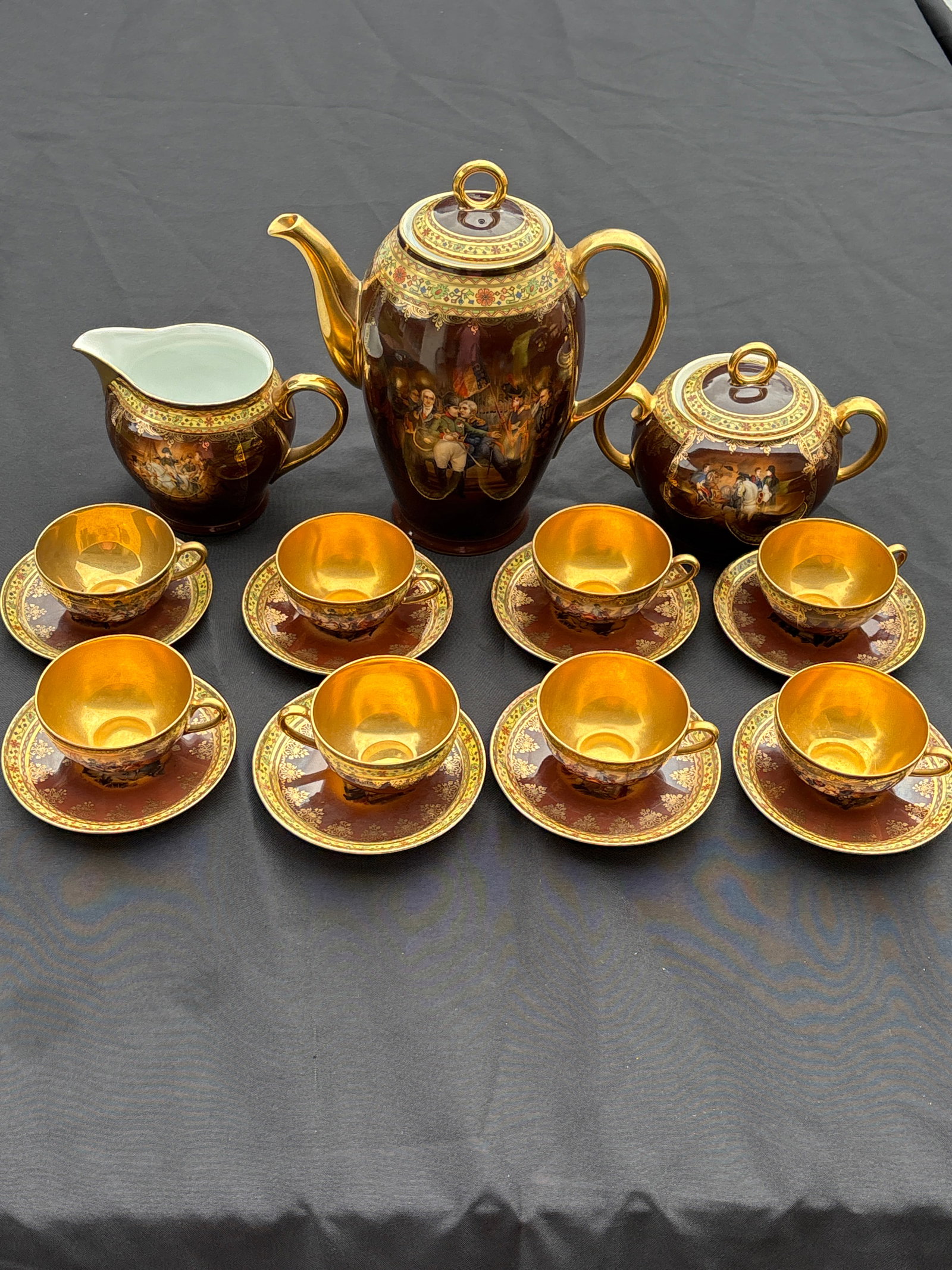 Ninteen piece Napoleonic antique porcelain tea or coffee service (1 of 9)