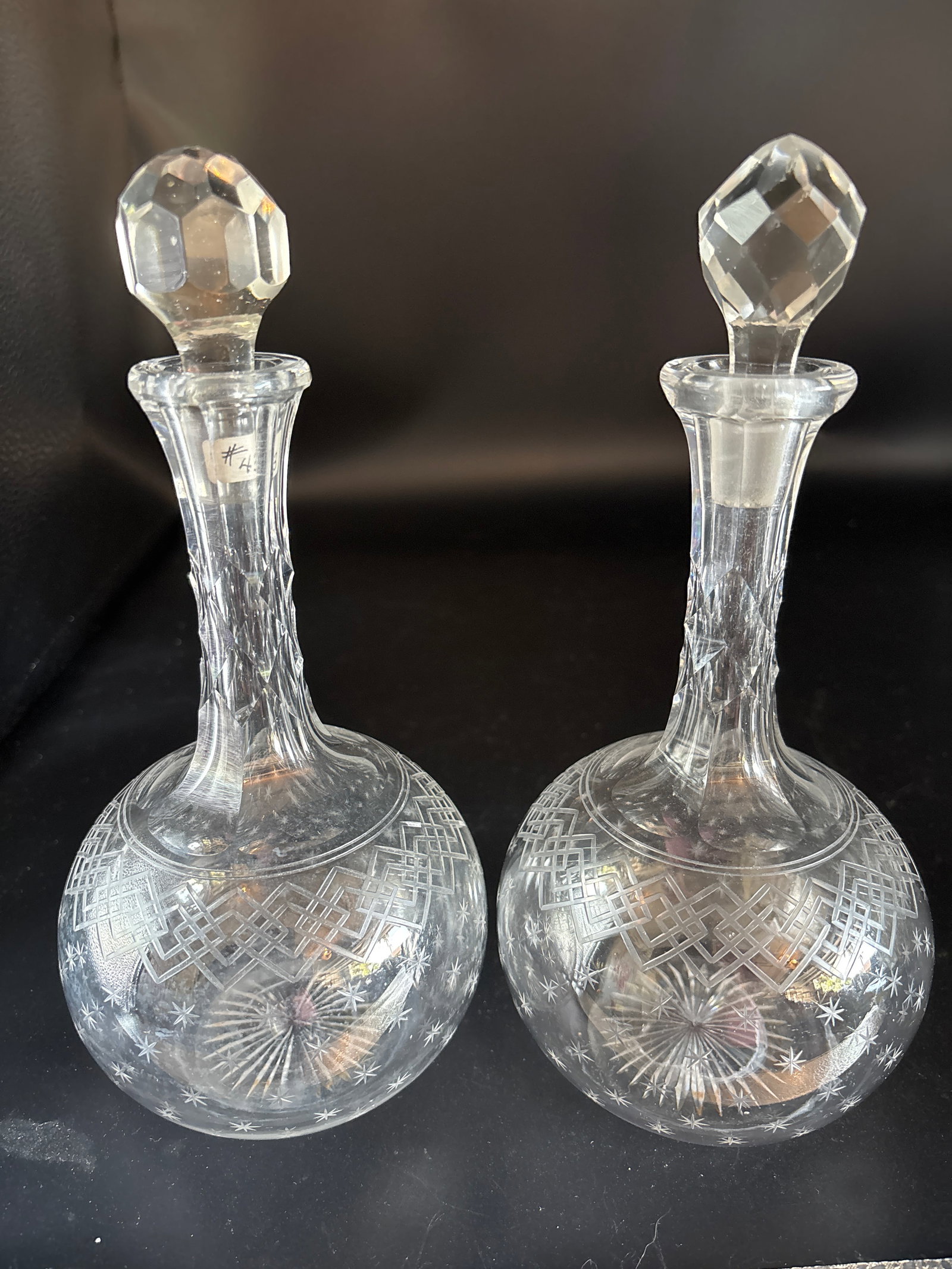 Pair 9 inch antique American Brillaint Period cut glass decanters (1 of 6)