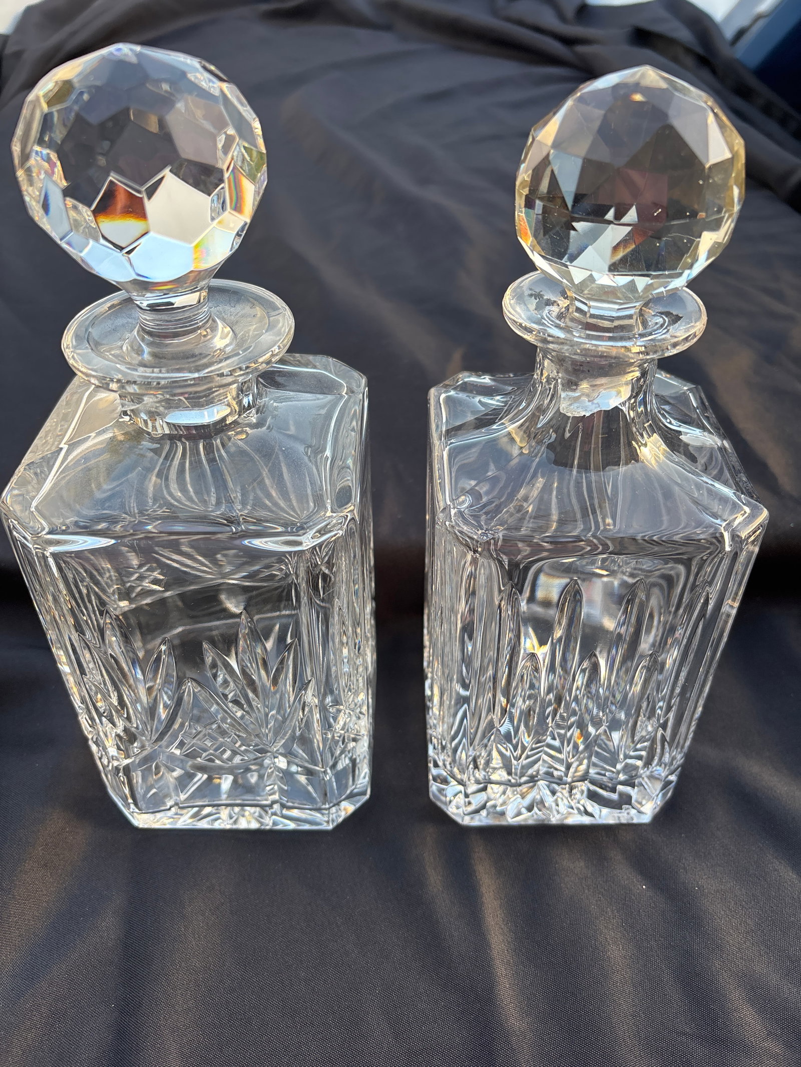 Two similar square cut crystal spirit decanters; 1 Royal Doulton (1 of 7)