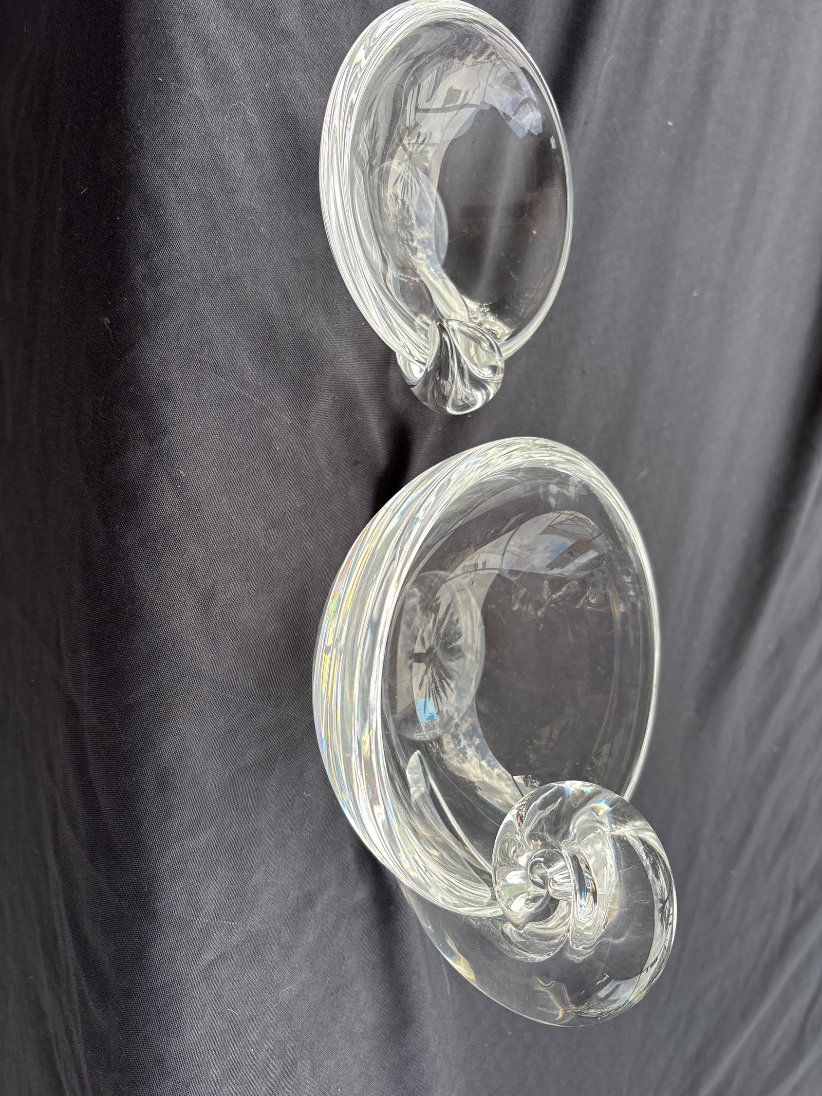 Two Signed Steuben clear art glass crystal small bowls/dish (1 of 6)