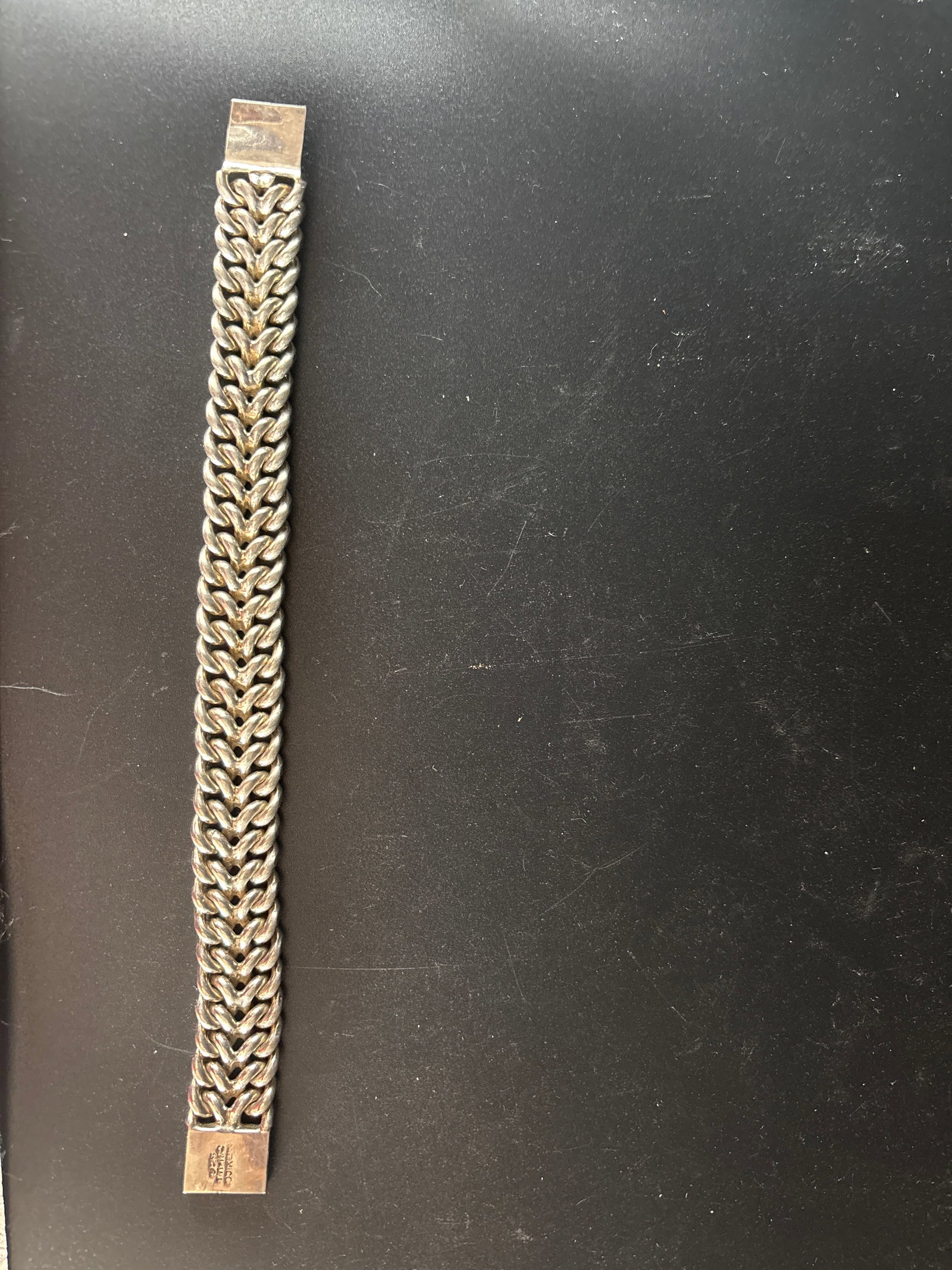 Heavy vintage sterling silver double curb link bracelet;102 grams (1 of 7)