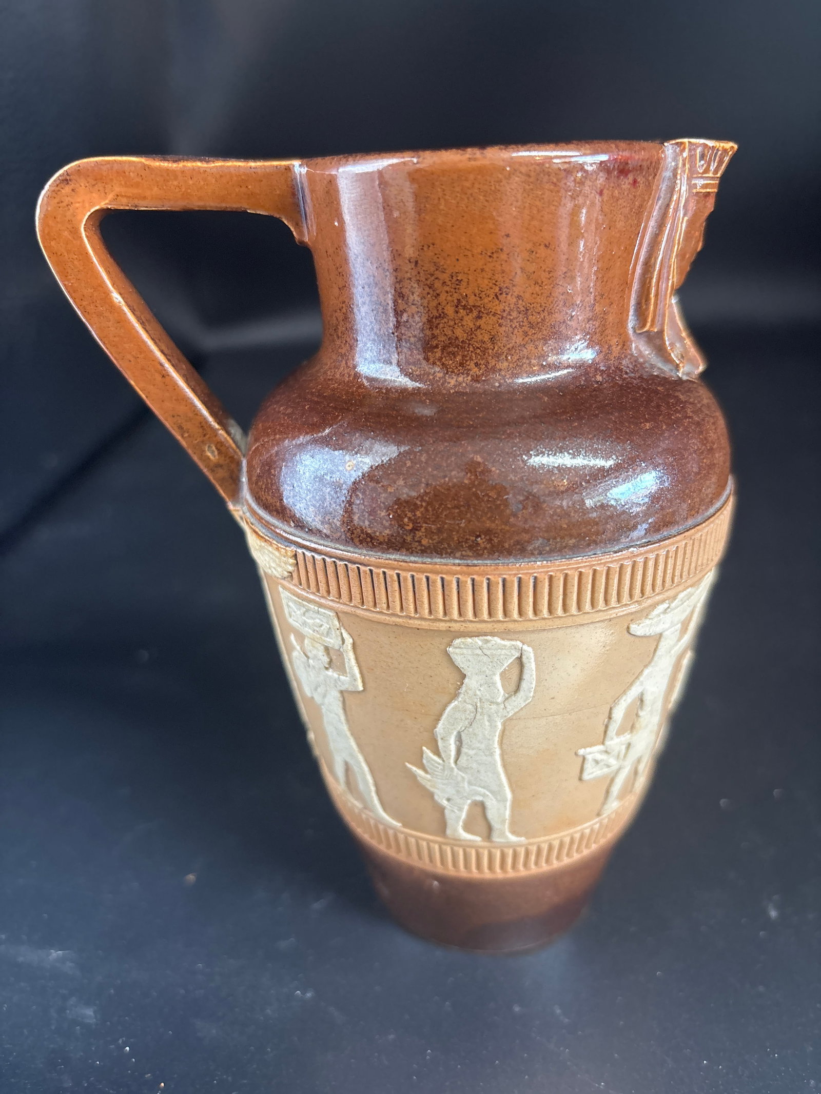 Small antique Doulton Lambeth Egyptian Revival stoneware 5&5/8 inch jug (1 of 7)