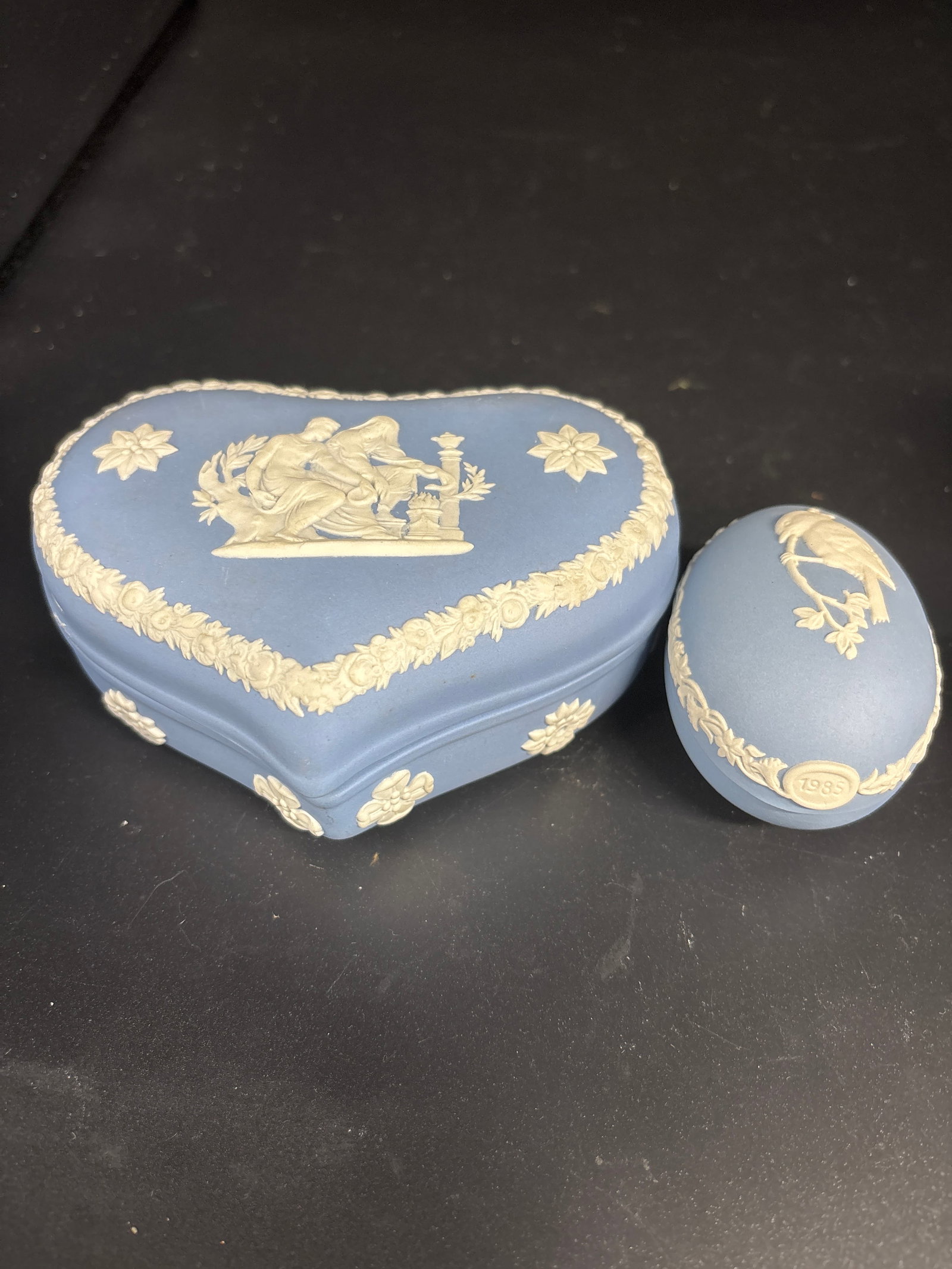 Wedgwood Jasperware heart-shaped & egg shape trinket boxes (1 of 6)