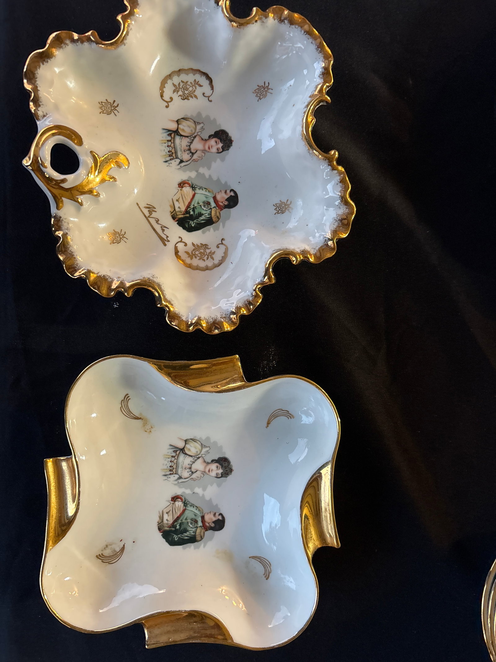 Two mid-century porcelain 6&1/2 inch ashtrays Napoleon Bonaparte & Josephine (1 of 6)