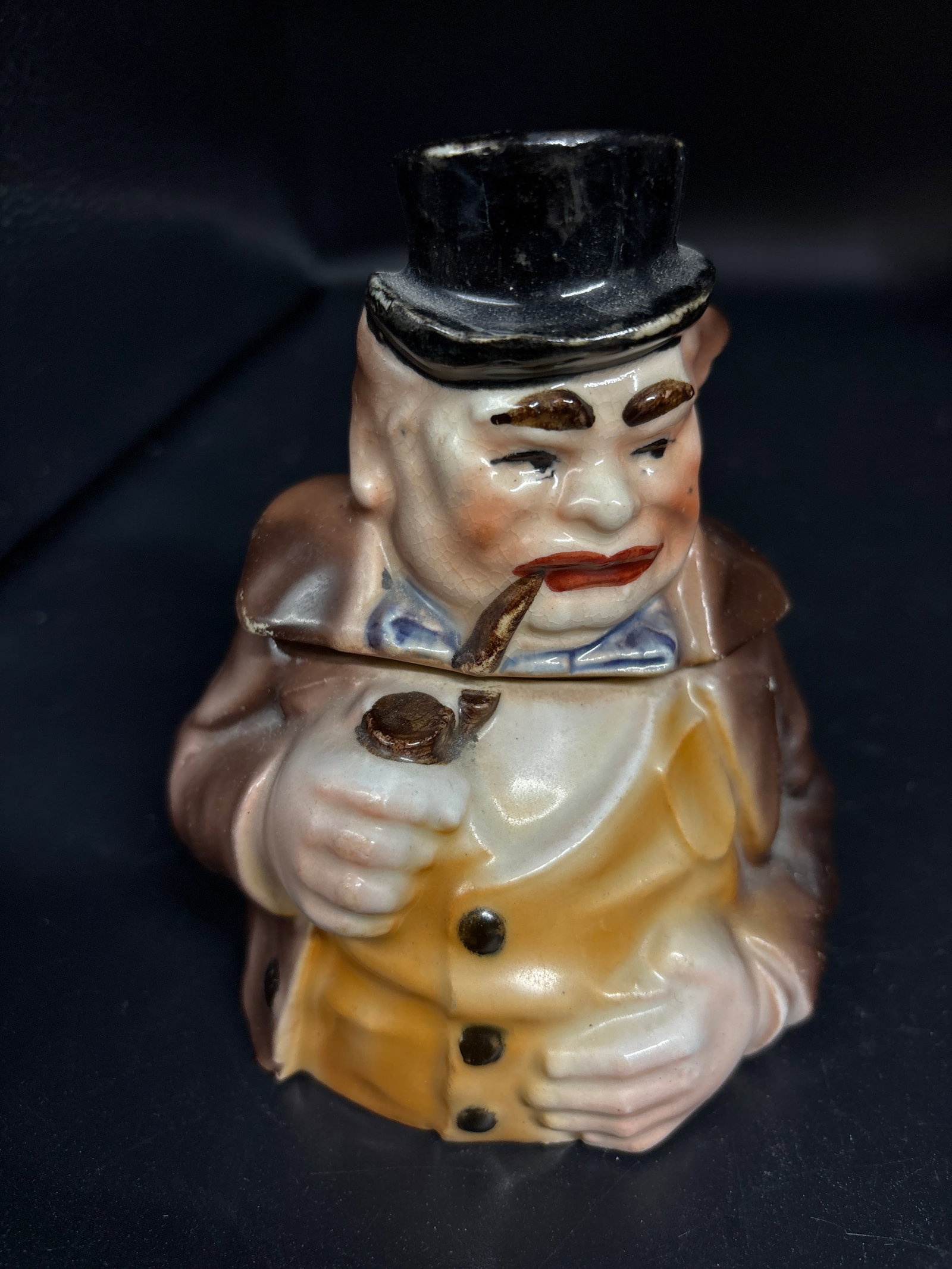 Uncommon antique Austrian 5&1/4 inch figural tobacco jar or humidor (1 of 7)