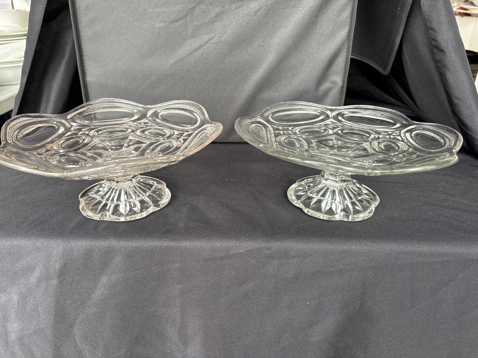Pair Victorian flint glass Excelsior tazza or cake stand (1 of 8)