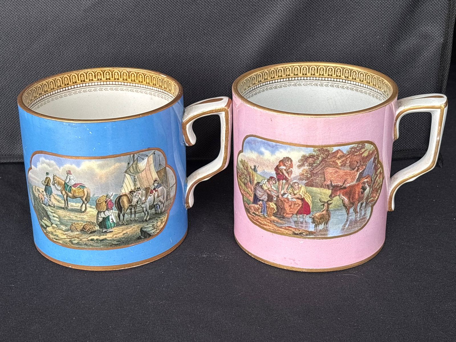Two 1869’s Prattware 4 inch mugs F. & R. Pratt transferware (1 of 8)