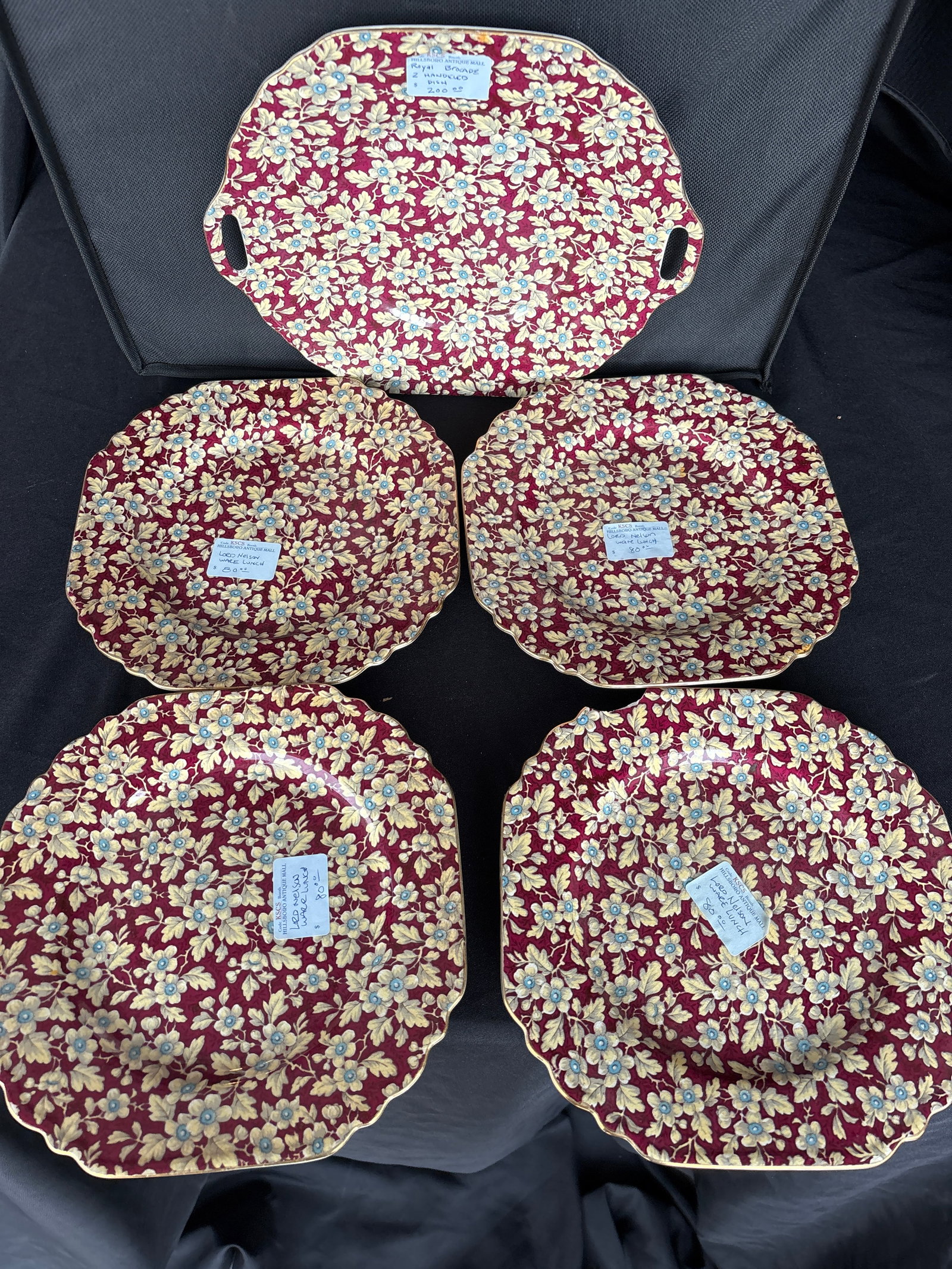1930’s five piece Lord Nelson Ware ‘Royal Brocade Chintz' floral dishes (1 of 7)