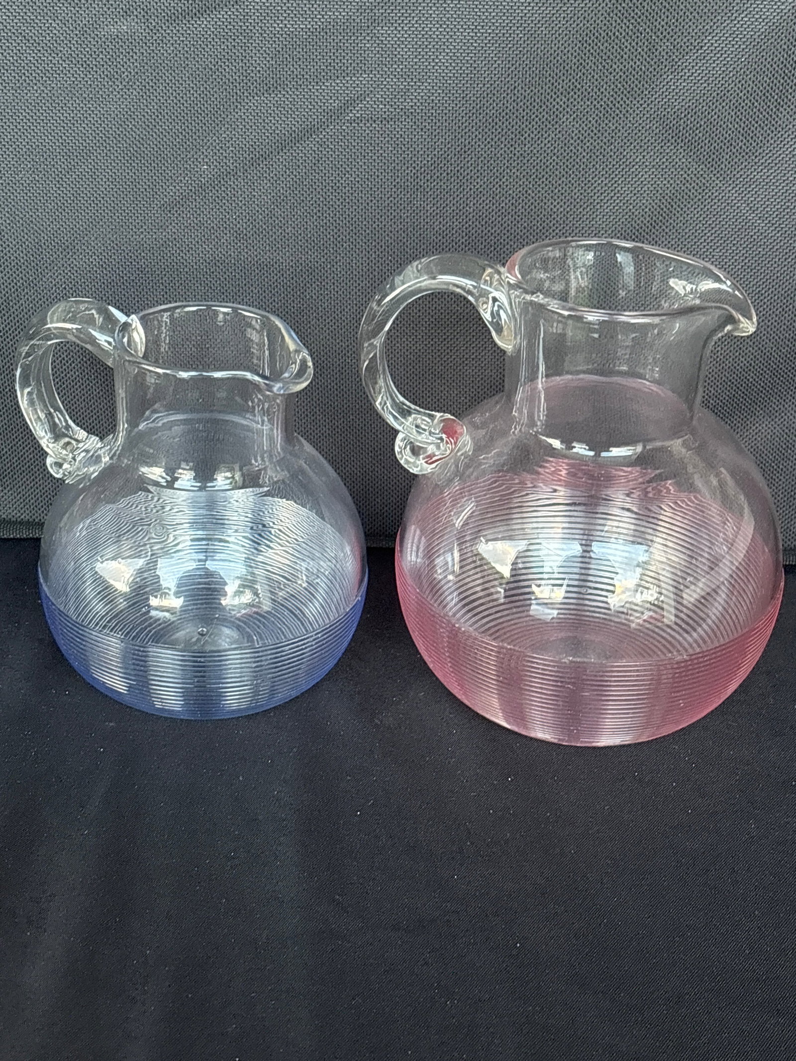 Two Rare antique Nicolas Lutz Sandwich glass threaded art glass jugs (1 of 7)