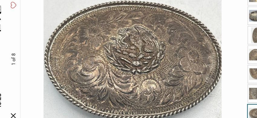 Mexico coat of Arms Sterling silver belt buckle ; 49 grams (1 of 8)