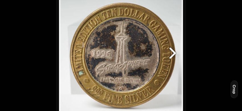 .999 limited edition 1996 Stratosphere Hotel & Casino ten dollar gaming token (1 of 2)