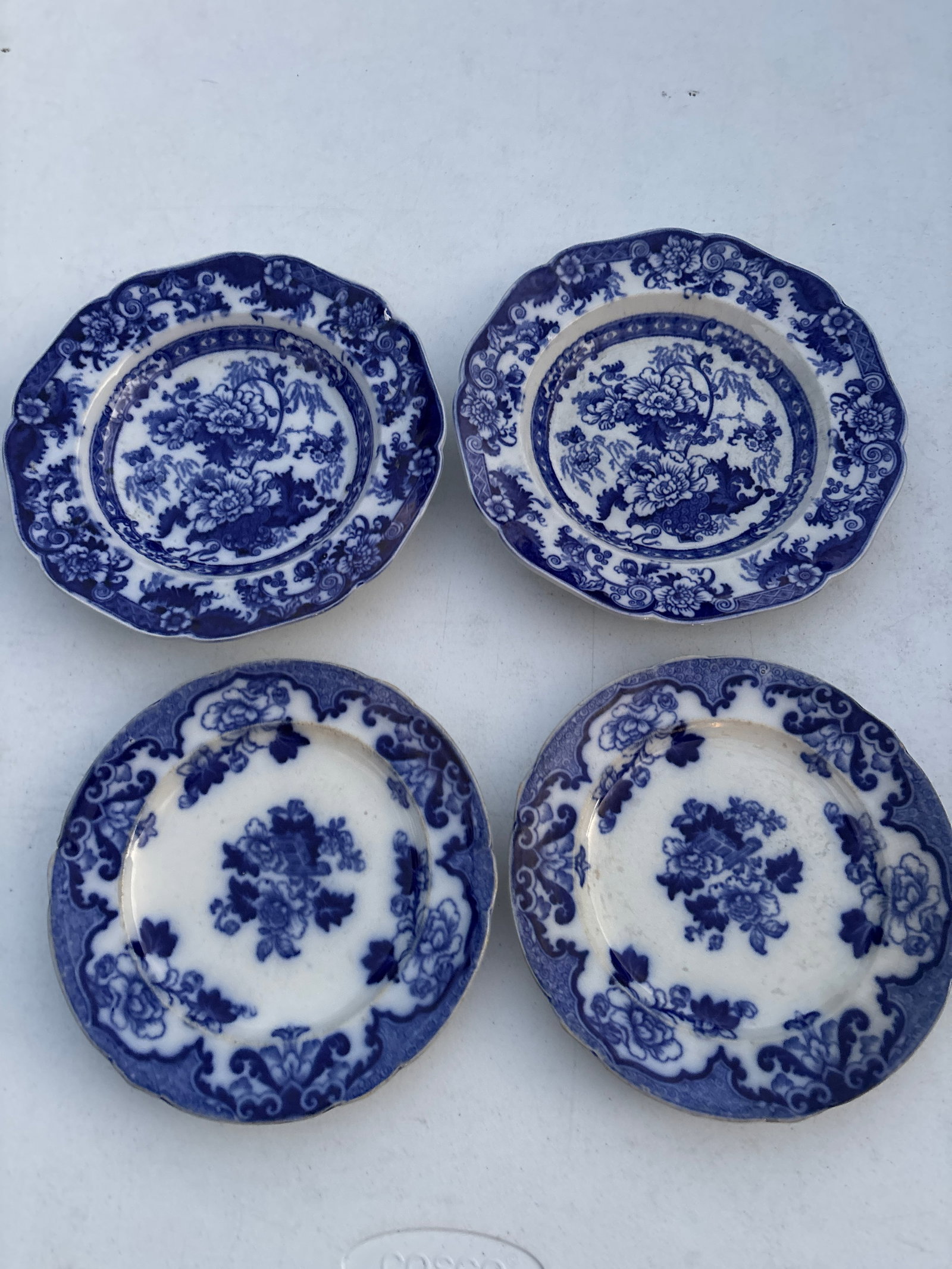 Two pairs 19 th C. antique English flow blue transferware (1 of 9)