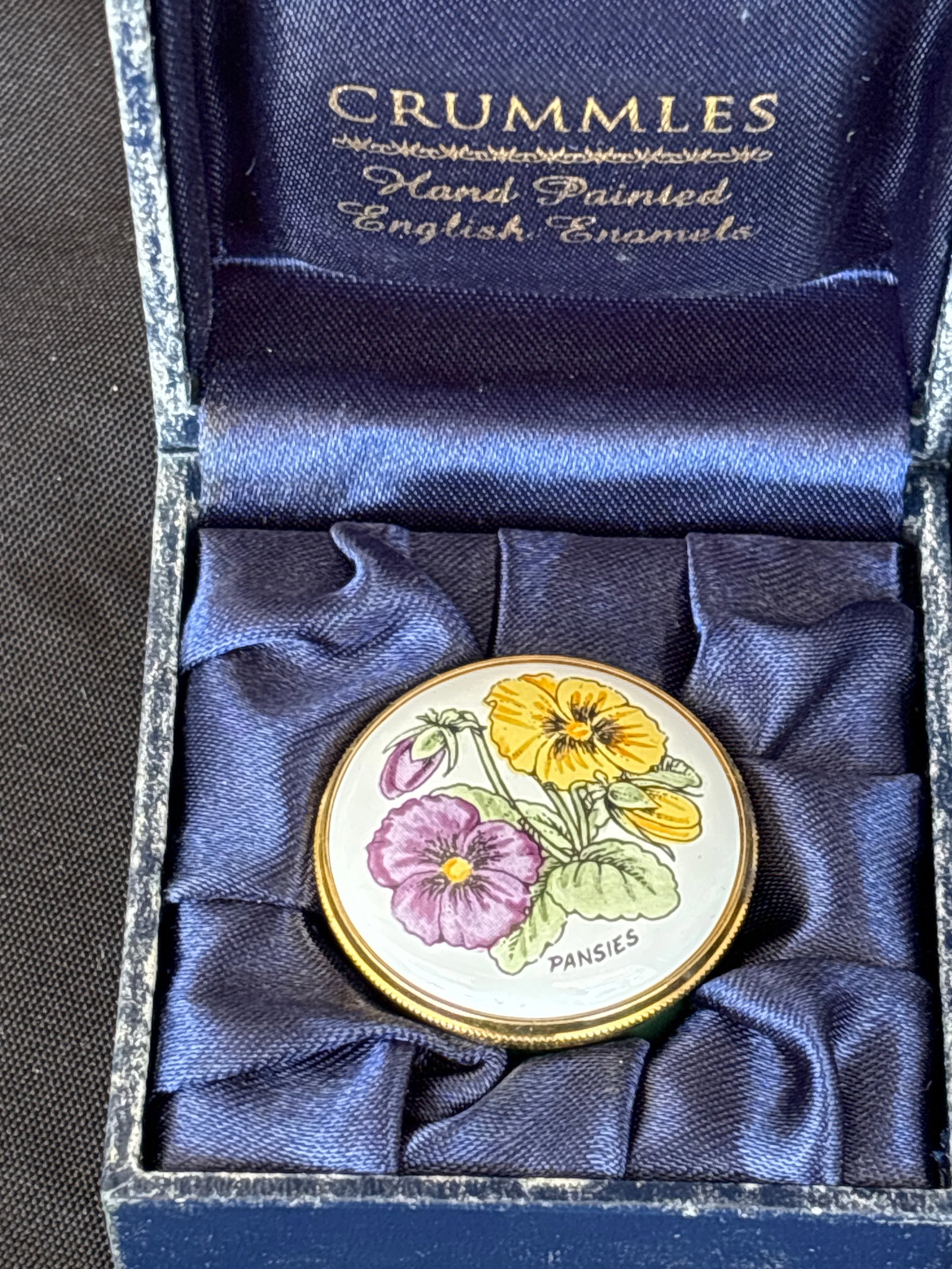 Group of five Crummles hand-painted English enamel1 inch trinket boxes - 2